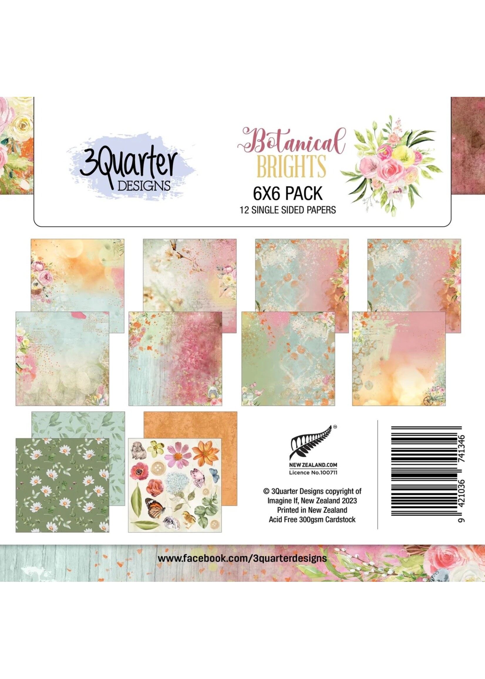 3Quarter Designs Botanical Brights 6x6 Paper Pad