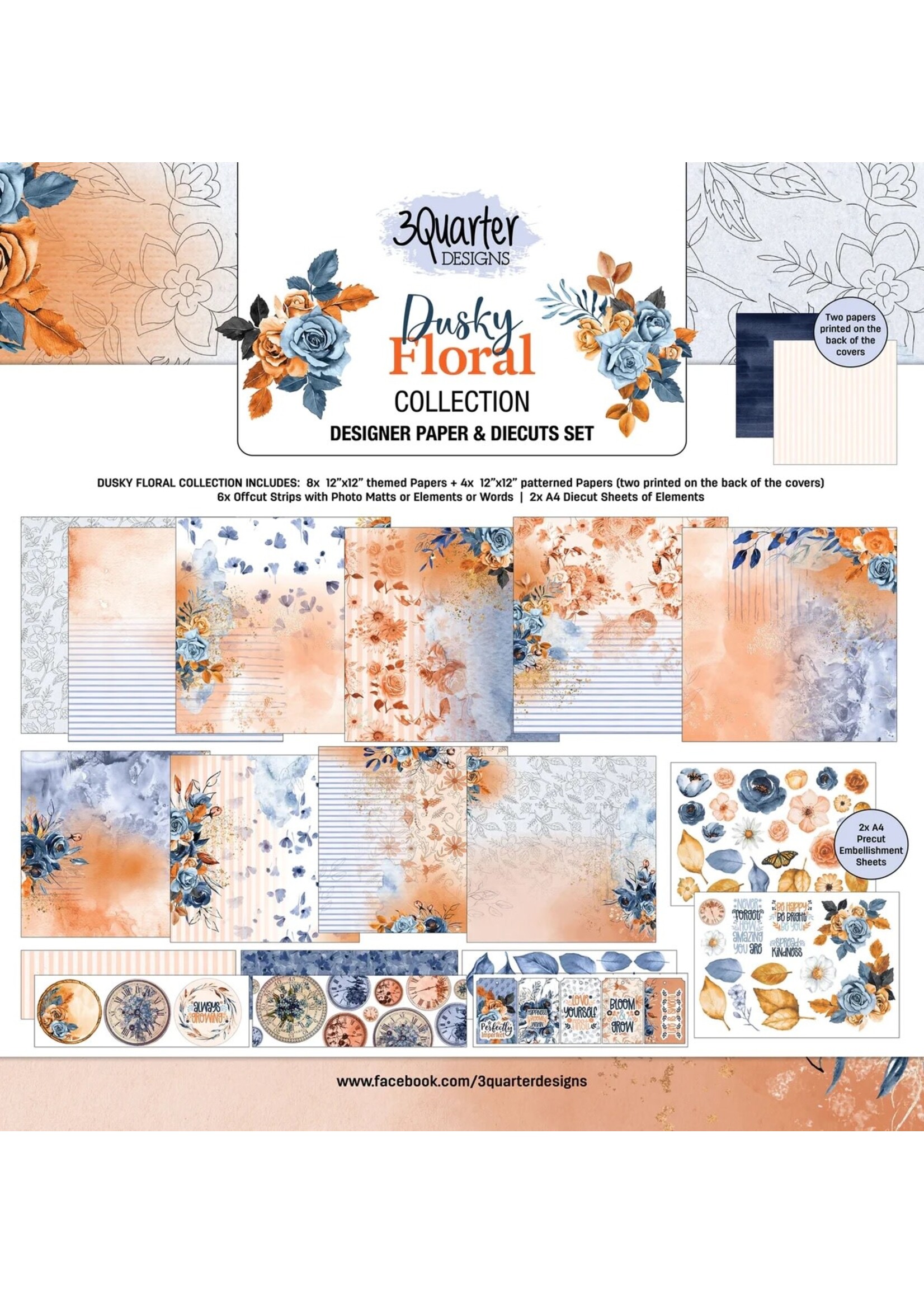 3Quarter Designs Dusky Floral Scrapbook Collection