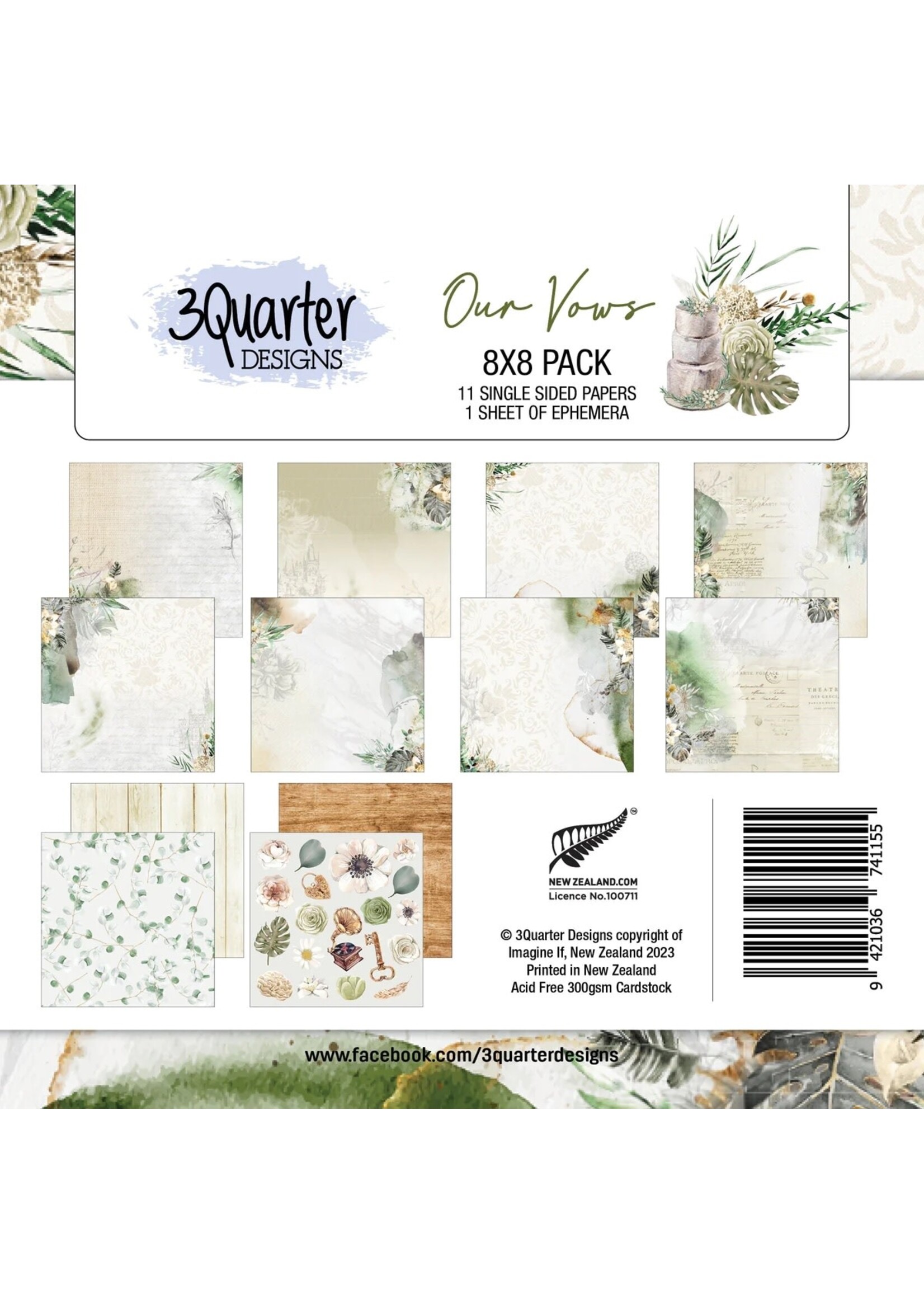 3Quarter Designs Our Vows 8x8 Paper Pad