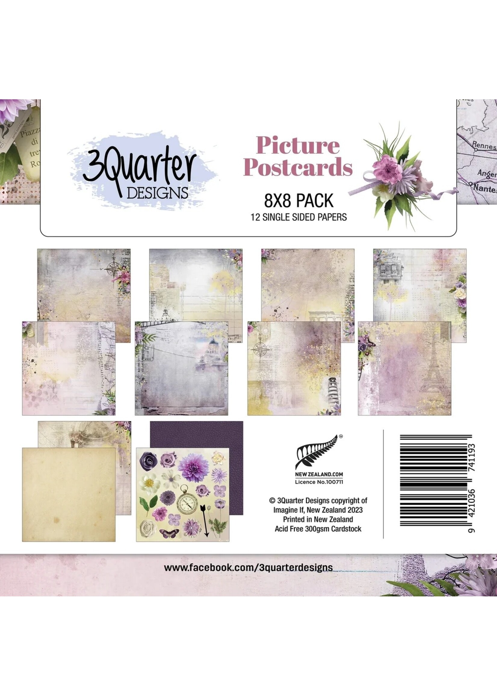 3Quarter Designs Picture Postcards 8x8 Paper Pad