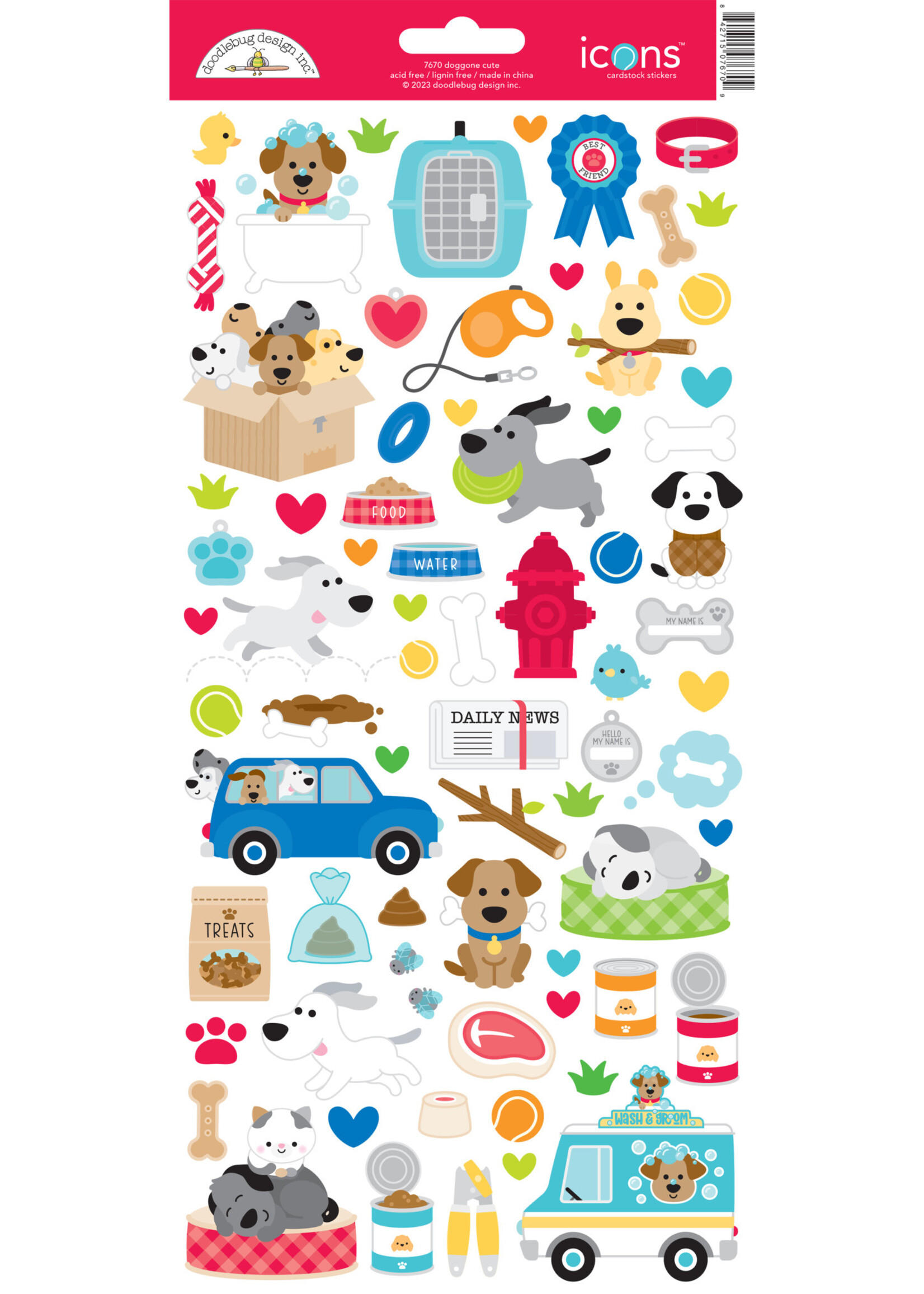 DOODLEBUG Doggone Cute Icons Cardstock Stickers