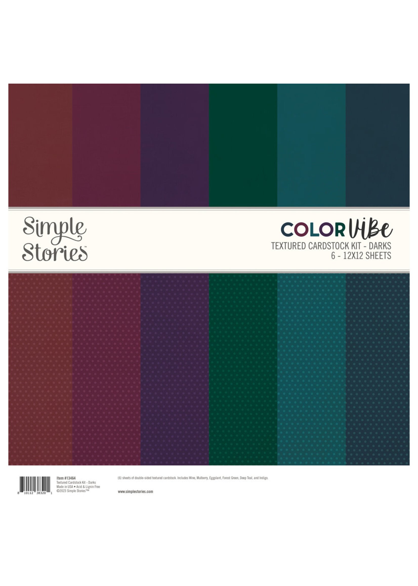 Simple Stories Color Vibe Textured Cardstock Kit - Darks
