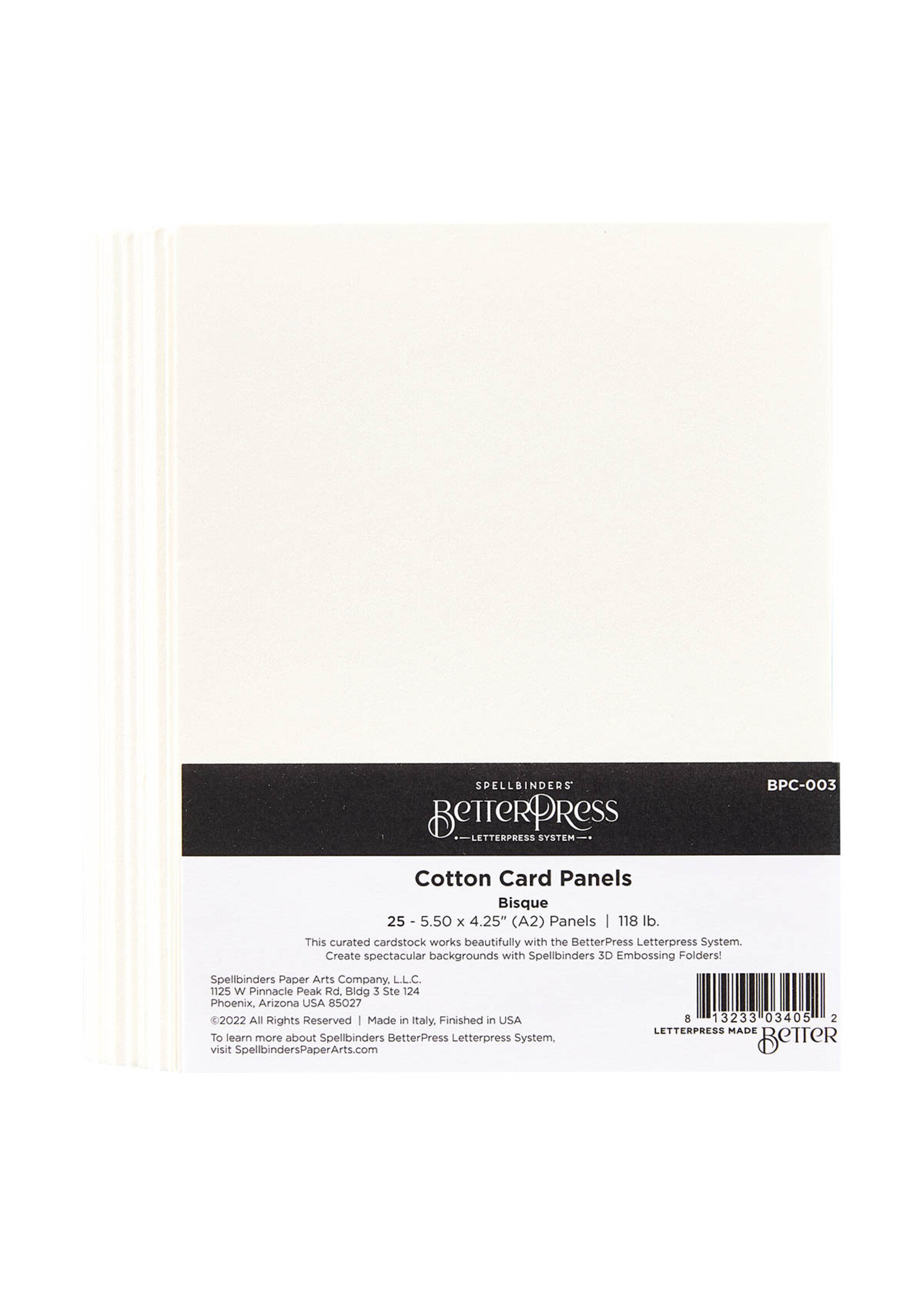 spellbinders Bisque BetterPress A2 Cotton Card Panels  - 25 Pack
