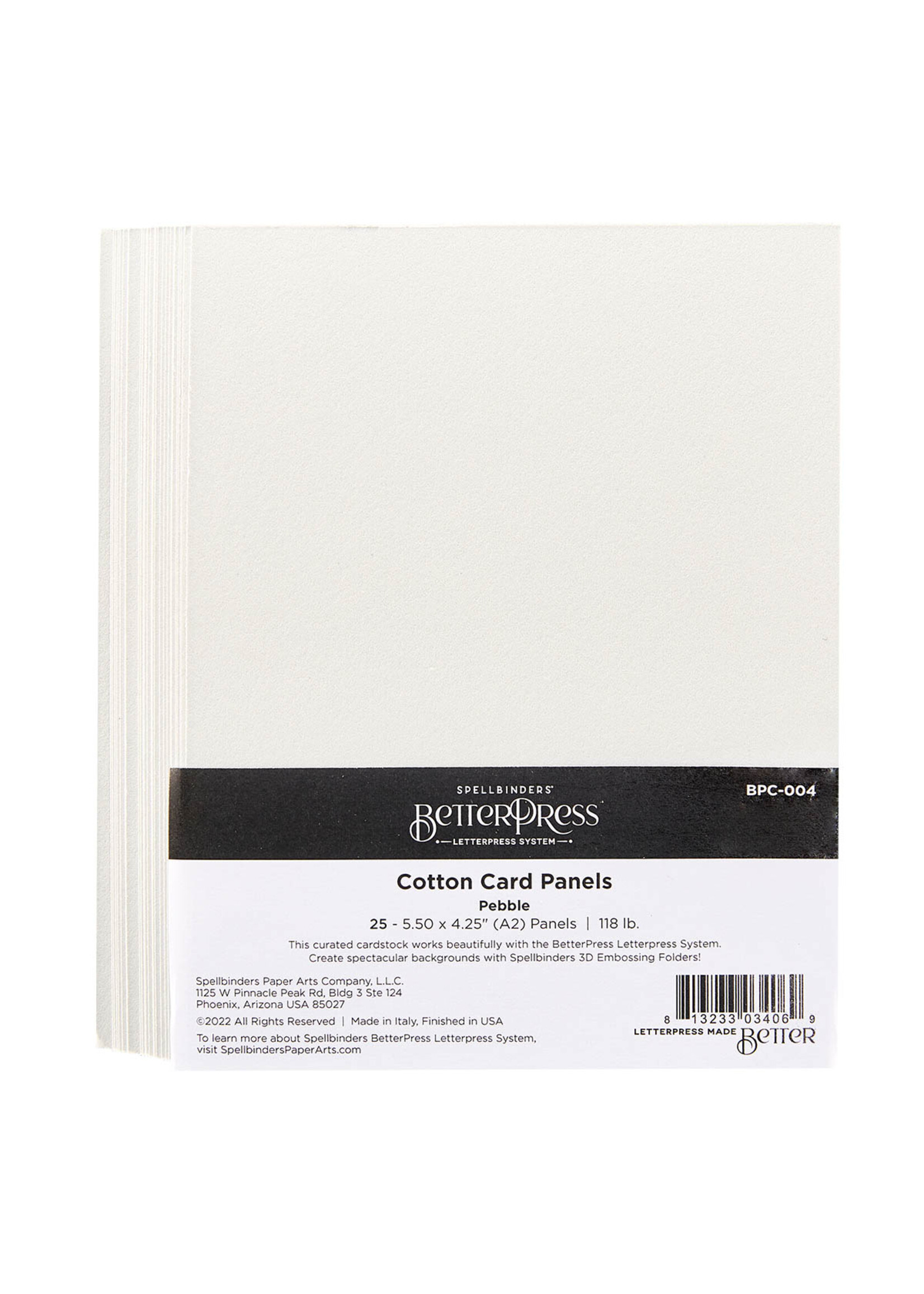 spellbinders Pebble BetterPress A2 Cotton Card Panels  - 25 Pack