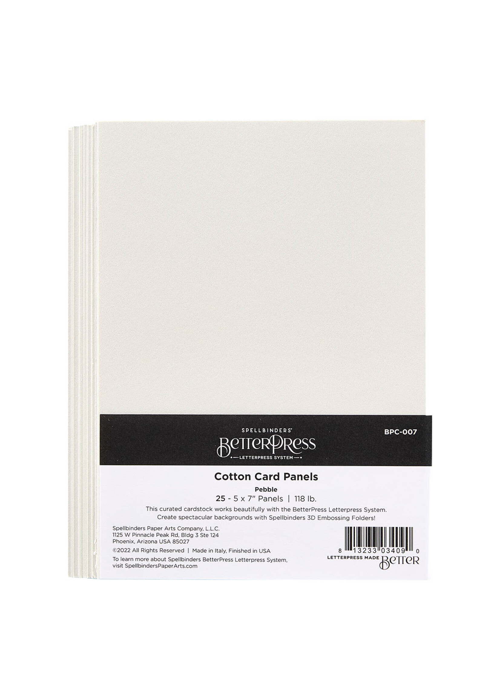 spellbinders Pebble BetterPress A7 Cotton Card Panels  - 25 Pack