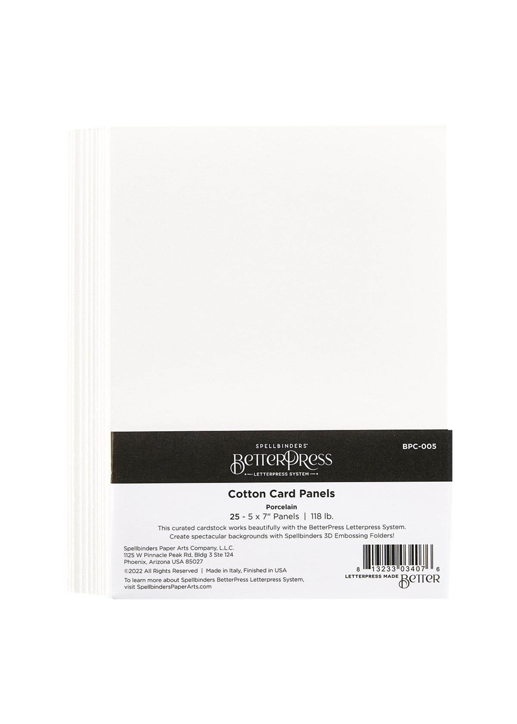 spellbinders Porcelain BetterPress A7 Cotton Card Panels  - 25 Pack