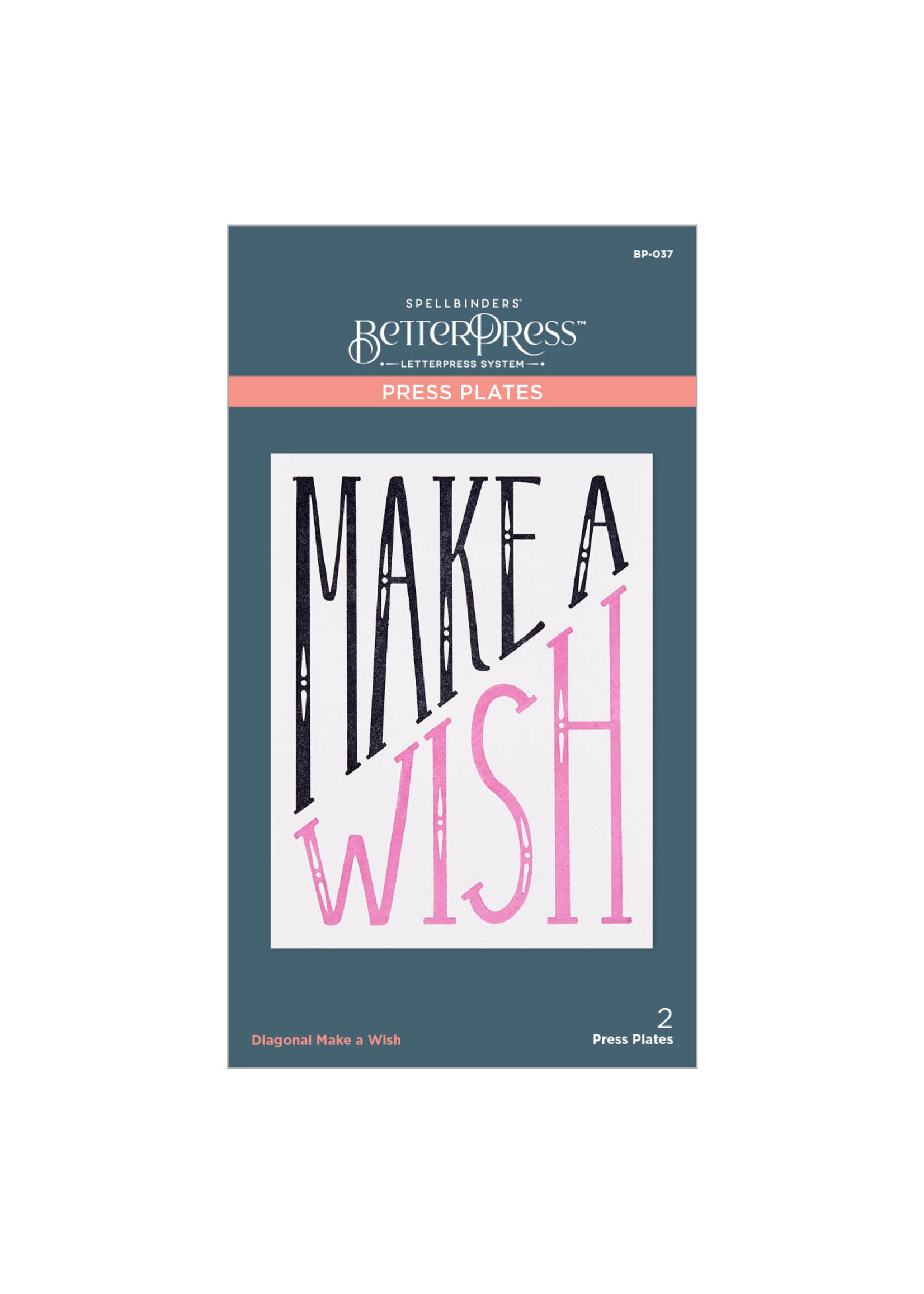 spellbinders Diagonal Make a Wish Press Plate from the BetterPress Collection