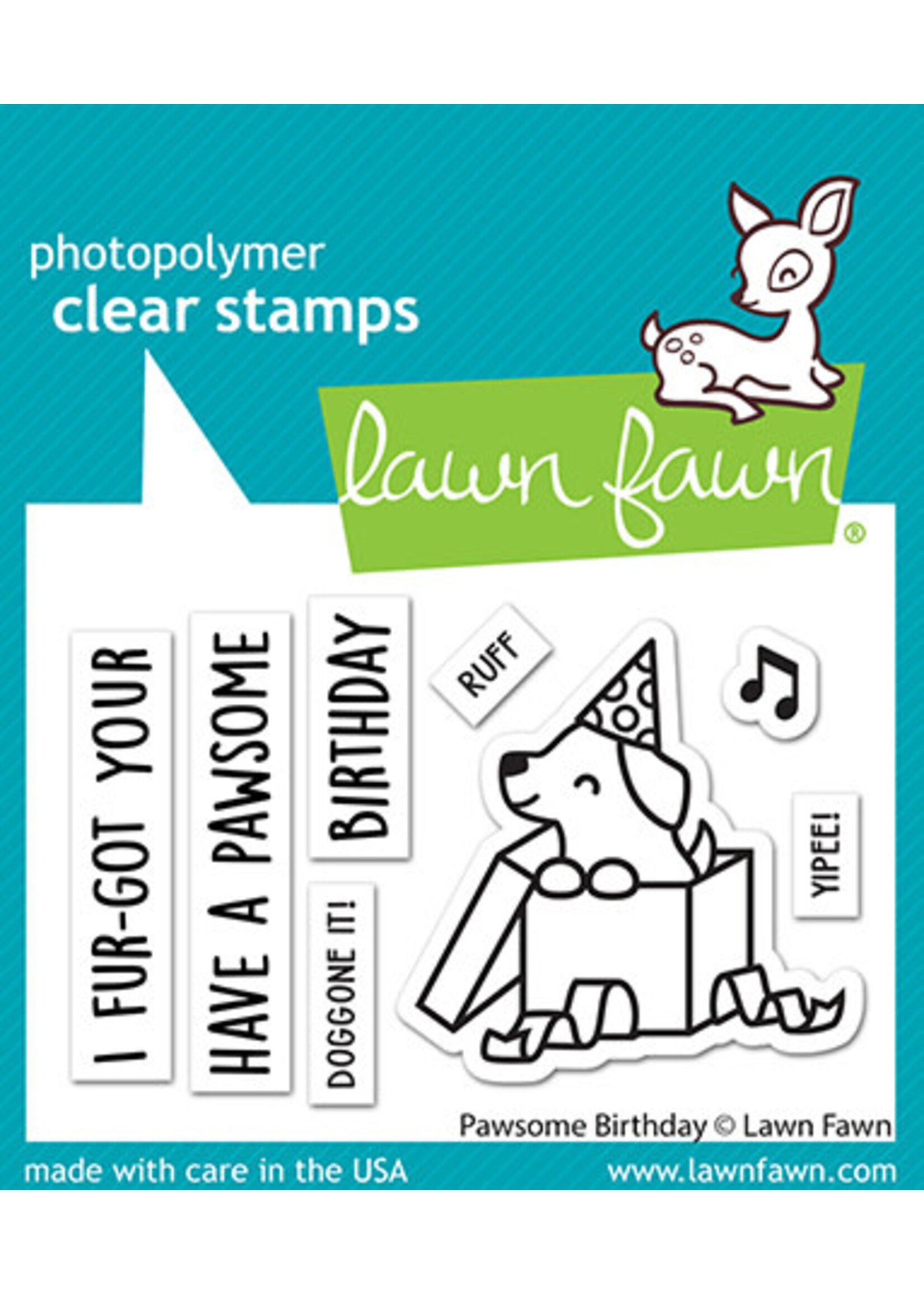 Lawn Fawn pawsome birthday stamp