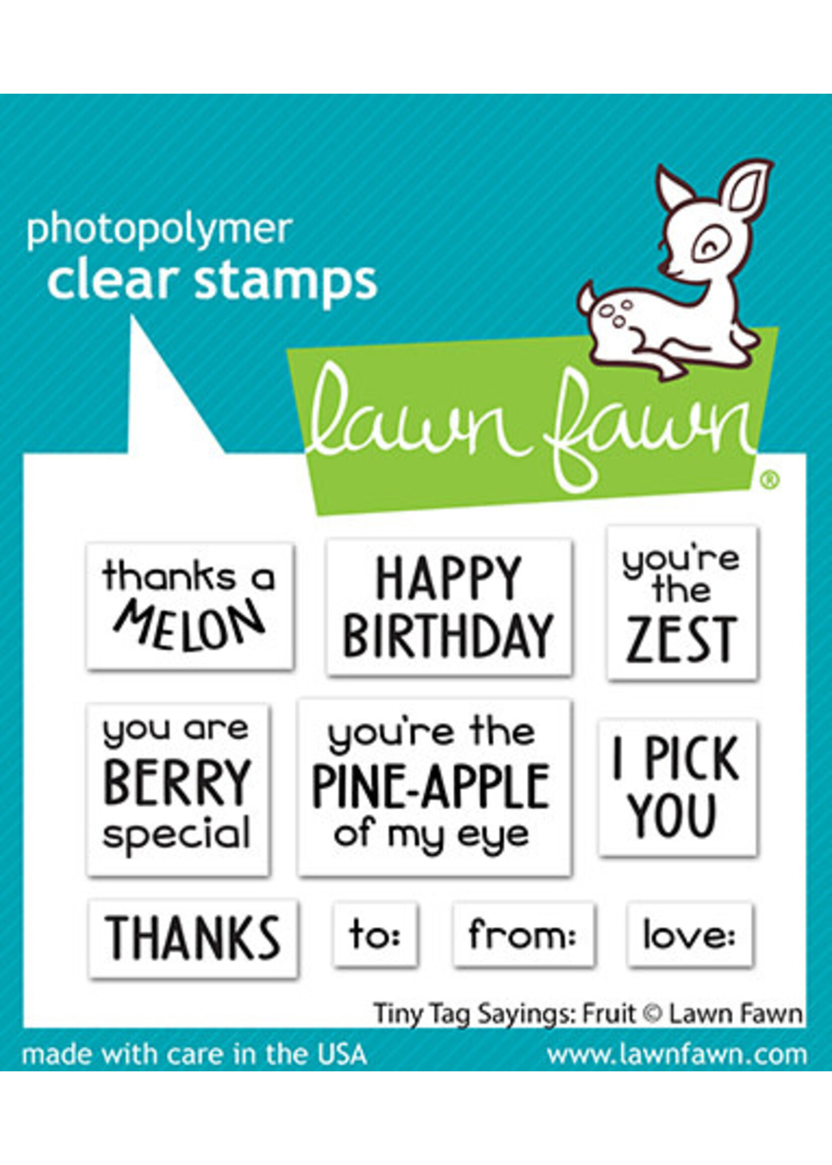 Lawn Fawn tiny tags sayings: fruit stamp