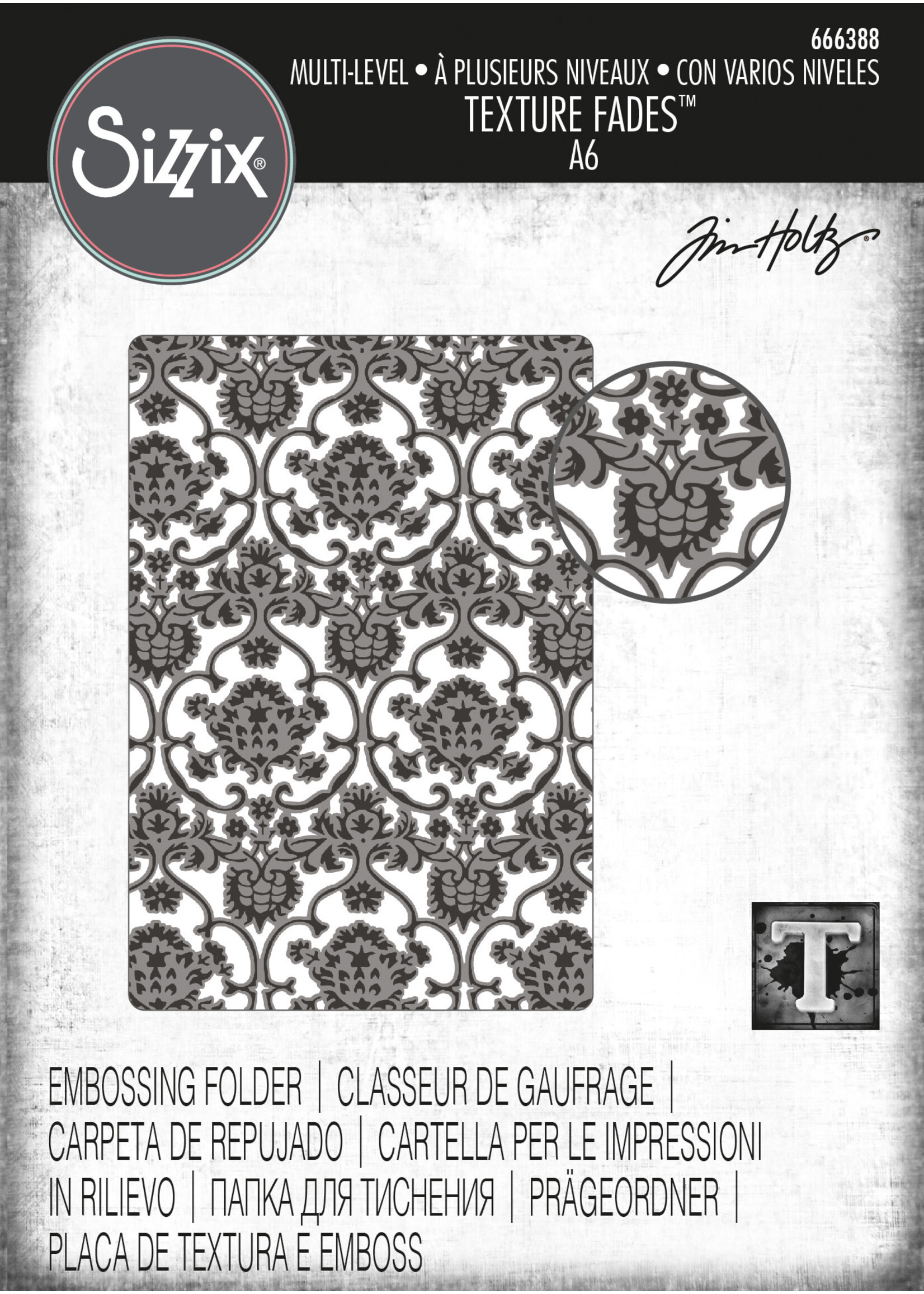 Sizzix Sizzix® Multi-Level Texture Fades™ Embossing Folder -  Tapestry by Tim Holtz®