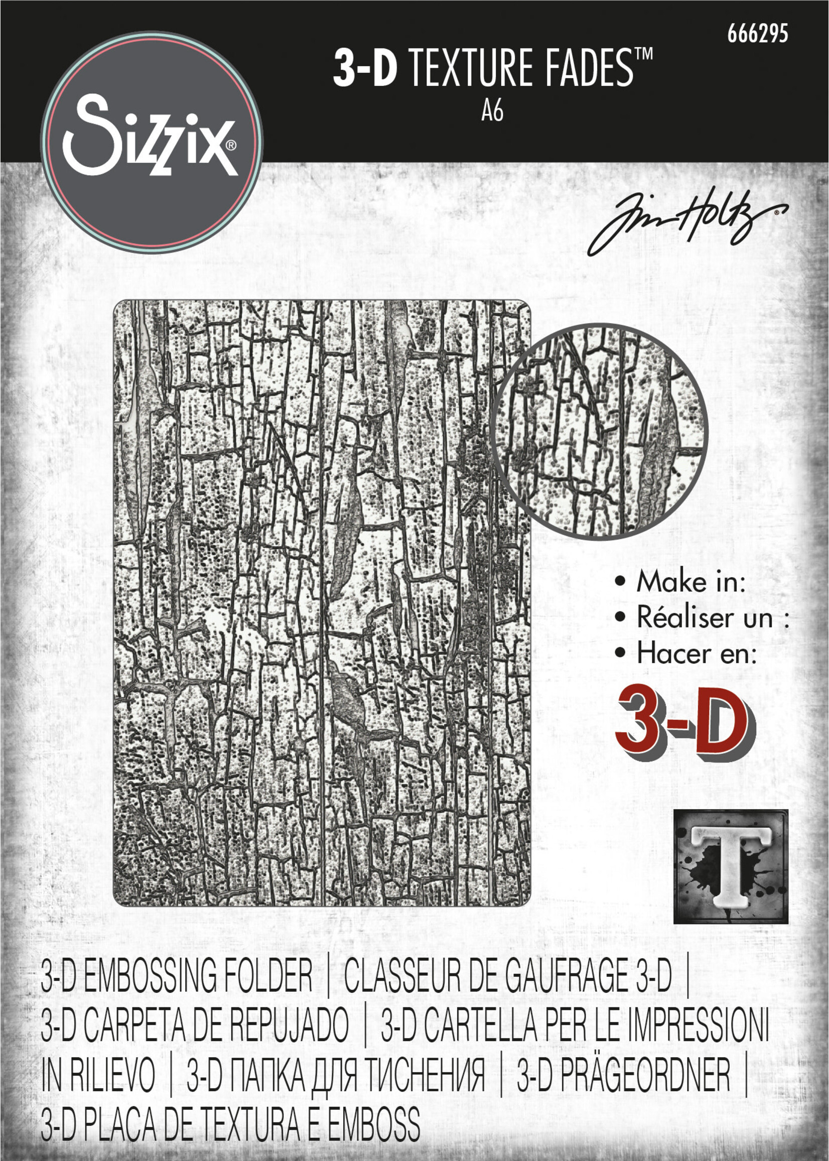 Sizzix Sizzix® 3-D Texture Fades™ Embossing Folder - Cracked by Tim Holtz®