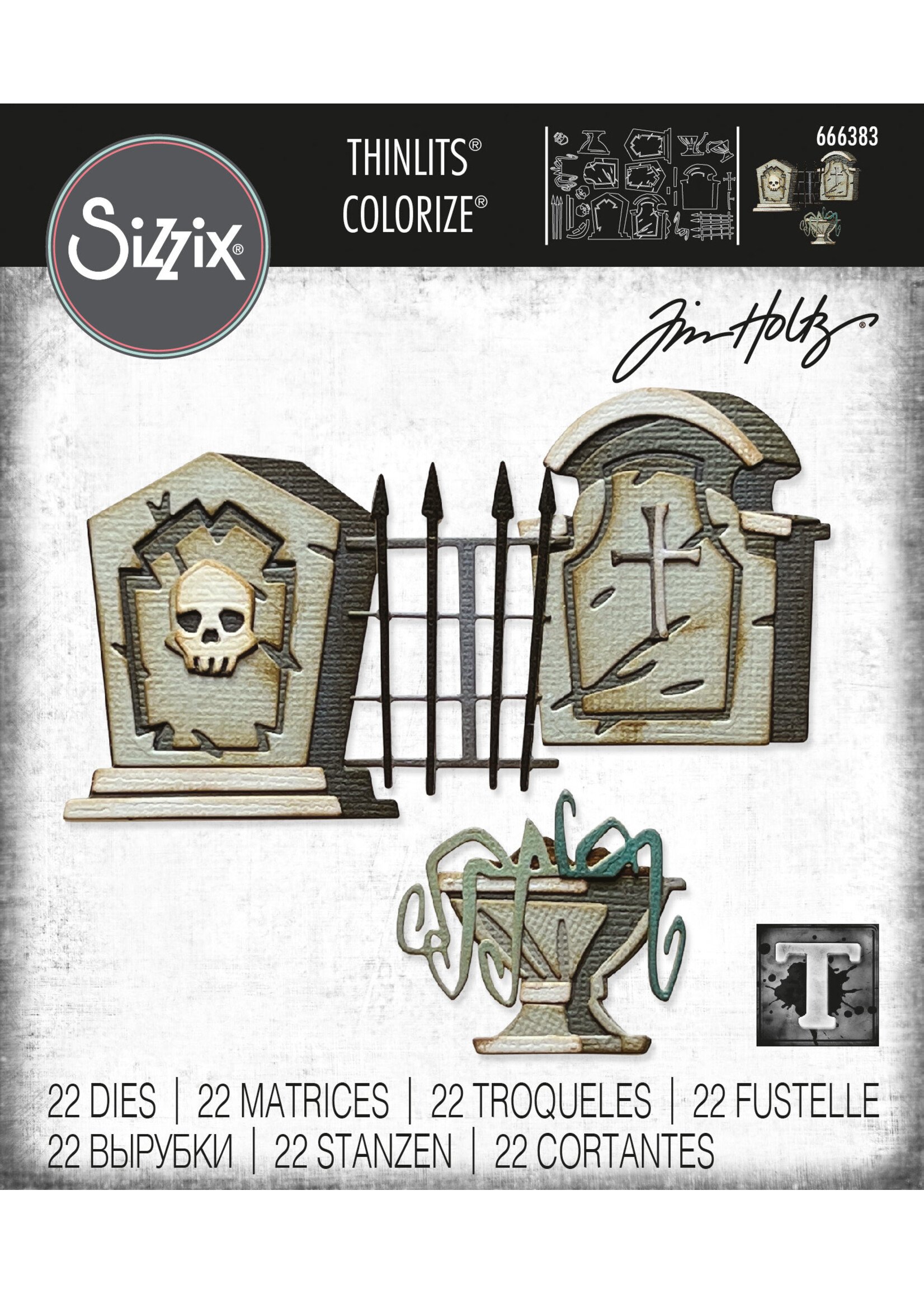 Sizzix Sizzix® Thinlits® Die Set 22PK - Graveyard, Colorize® by Tim Holtz®