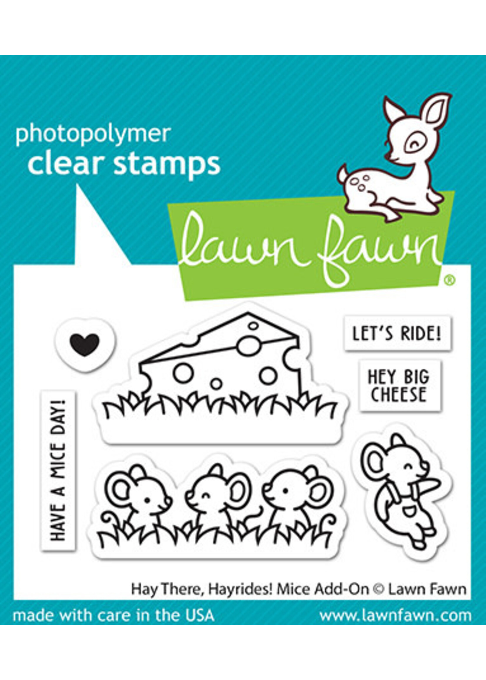 Lawn Fawn hay there, hayrides! mice add-on stamp