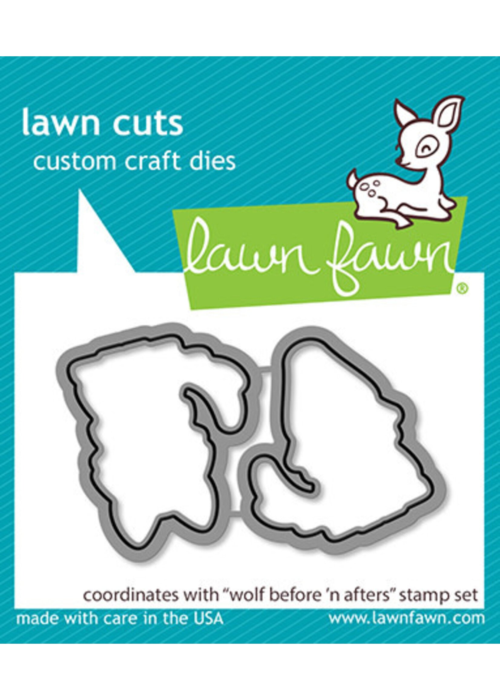 Lawn Fawn wolf before 'n afters lawn cuts die