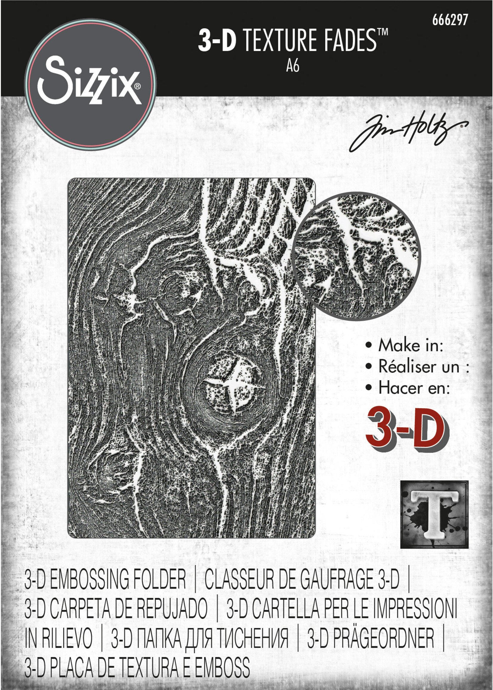 Tim Holtz 3-D Texture Fades Embossing Folder Woodgrain by Tim Holtz