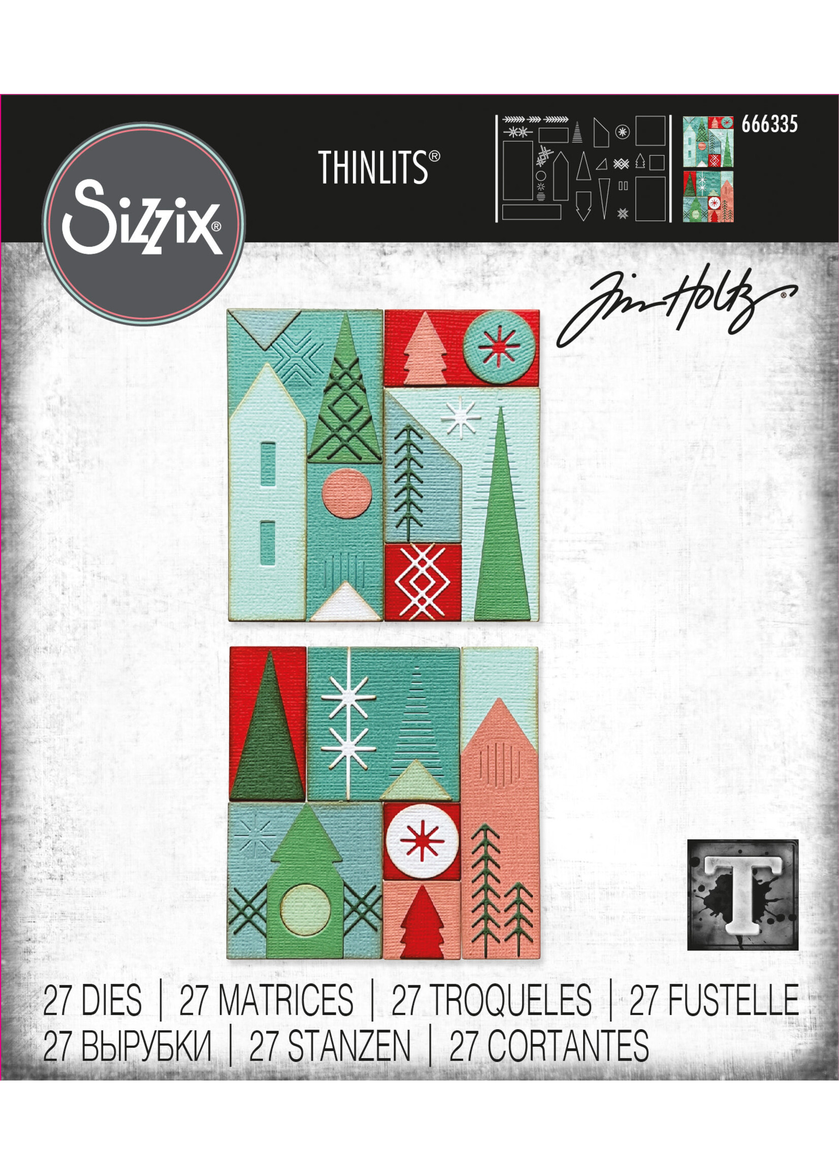 Tim Holtz Thinlits Die Set 27PK Holiday Blocks by Tim Holtz