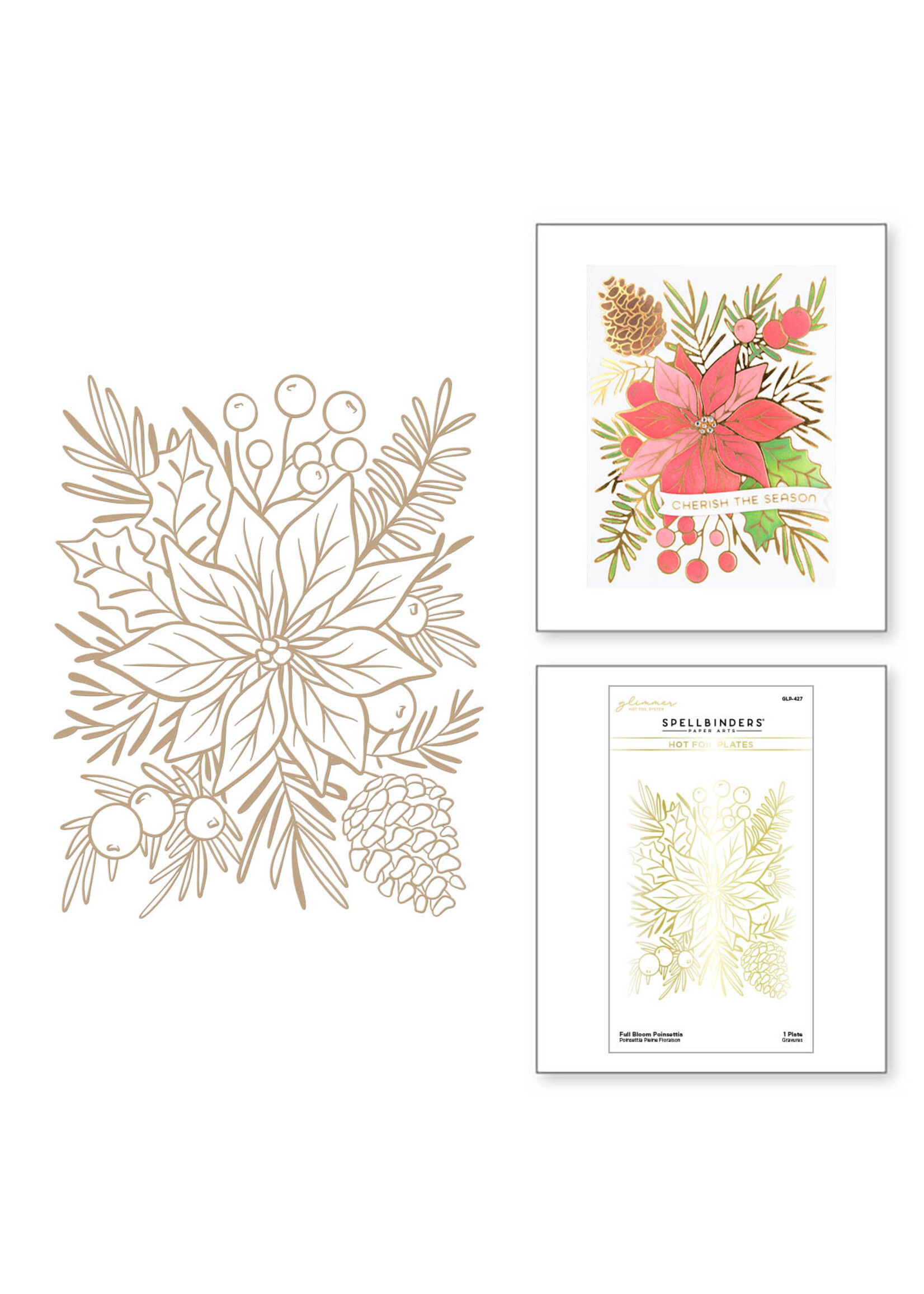 spellbinders Full Bloom Poinsettia Hot Foil Plate from the Glimmer for the Holidays Collection