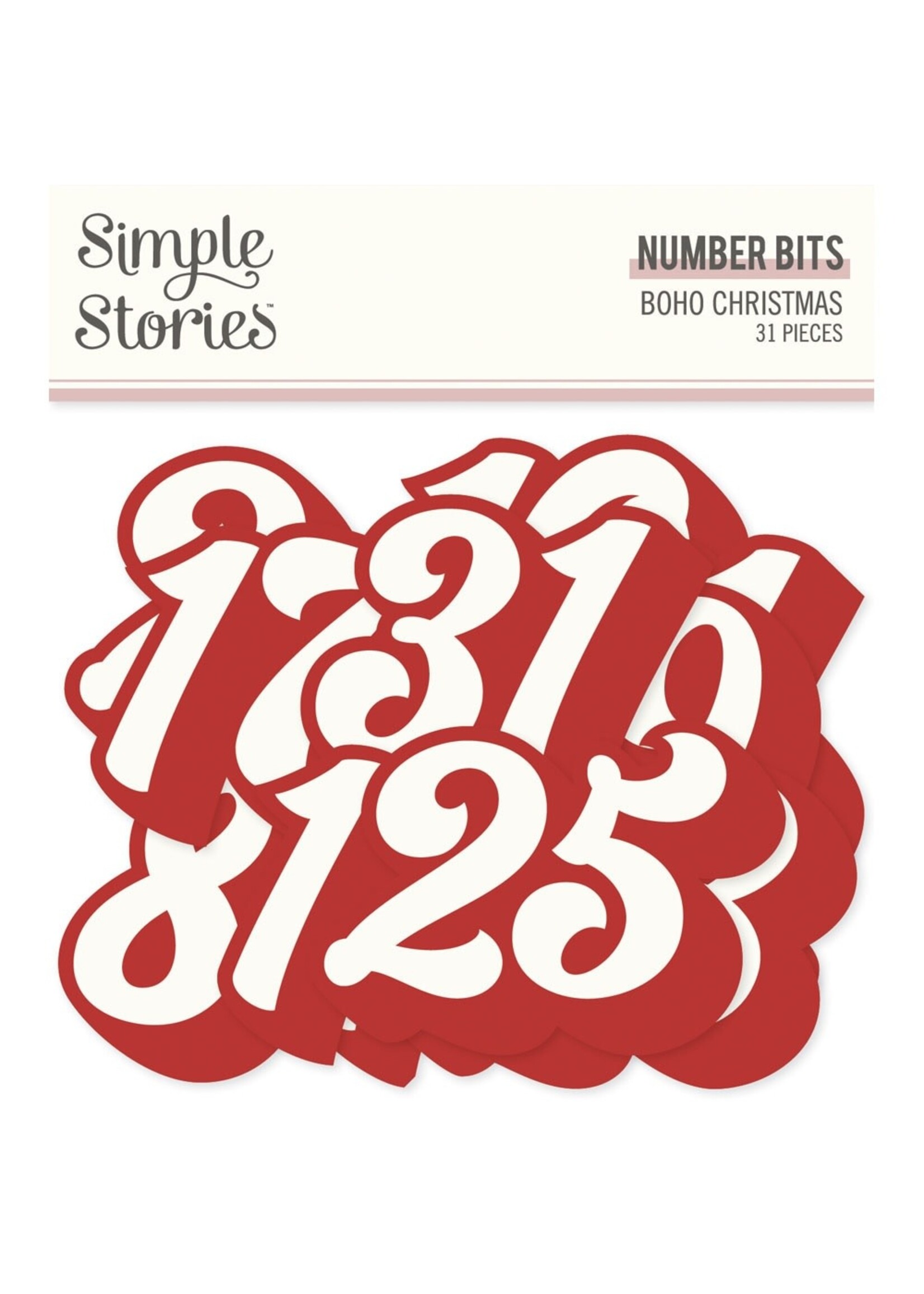 Simple Stories Boho Christmas Bits & Pieces Die-Cuts 31/Pkg-Number