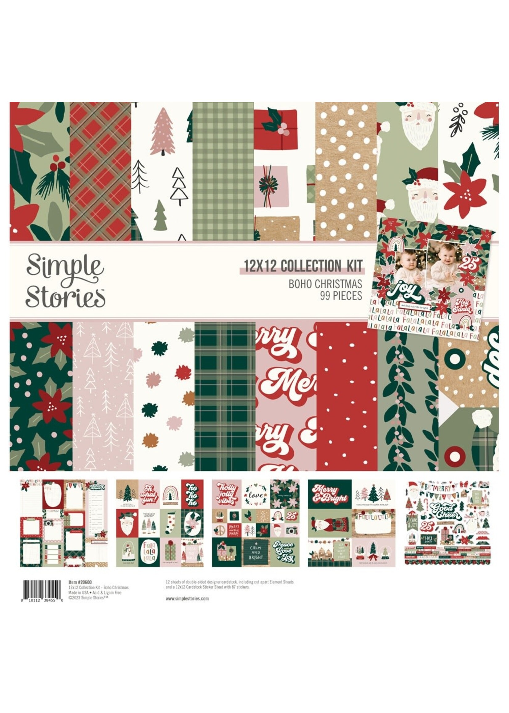 Simple Stories Boho Christmas 12 x 12 Cardstock Stickers