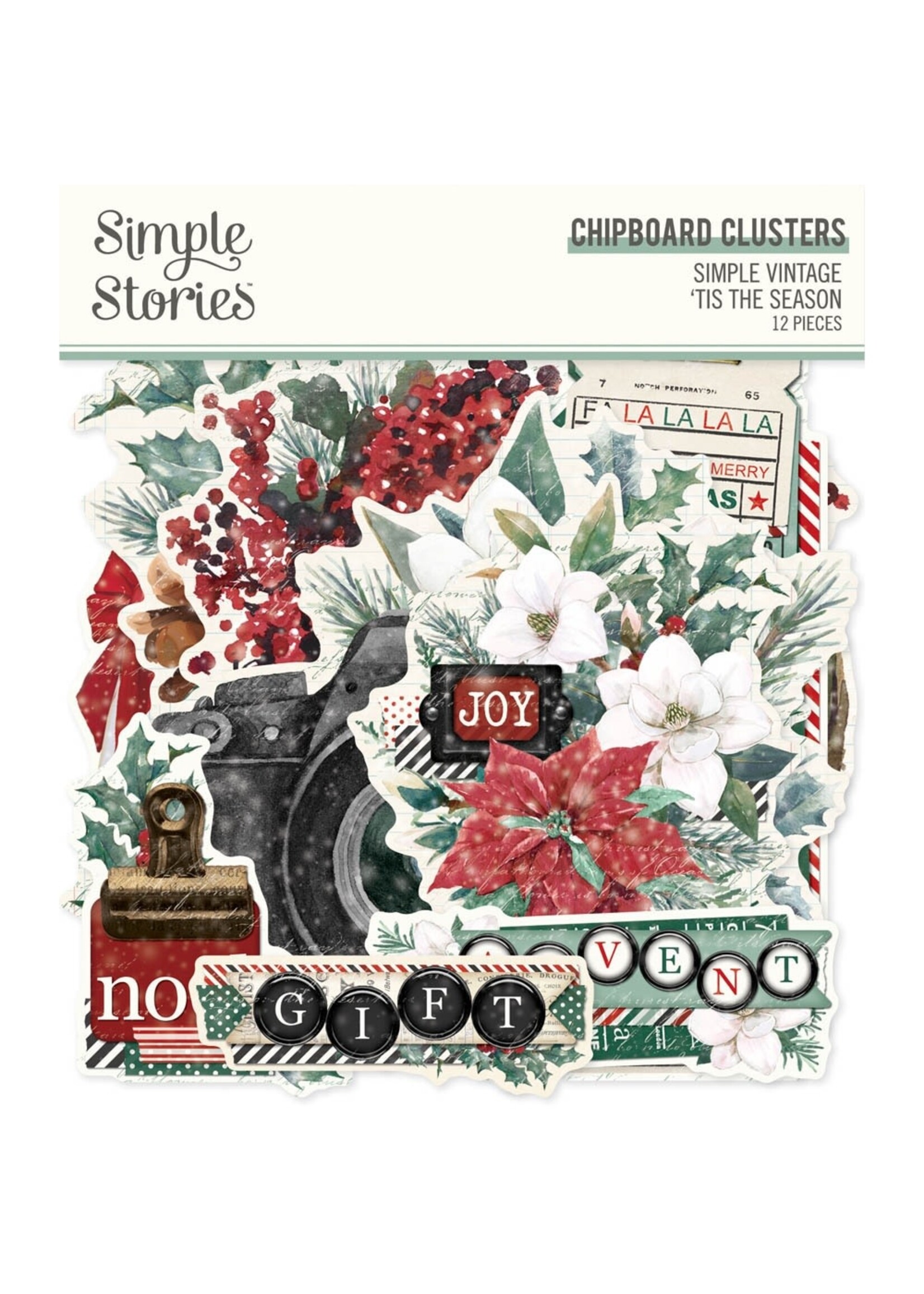 Simple Stories Simple Vintage 'Tis The Season Chipboard Clusters