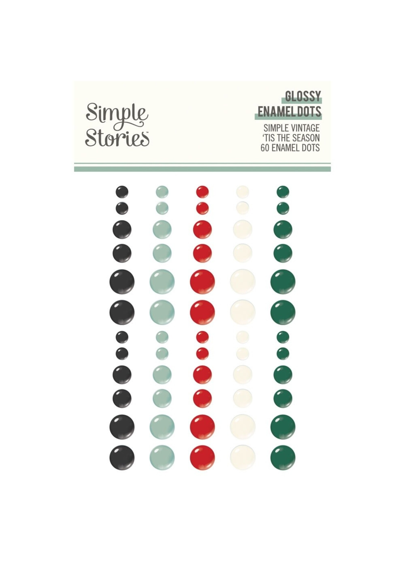 Simple Stories Simple Vintage 'Tis The Season Enamel Dots Embellishments-Glossy