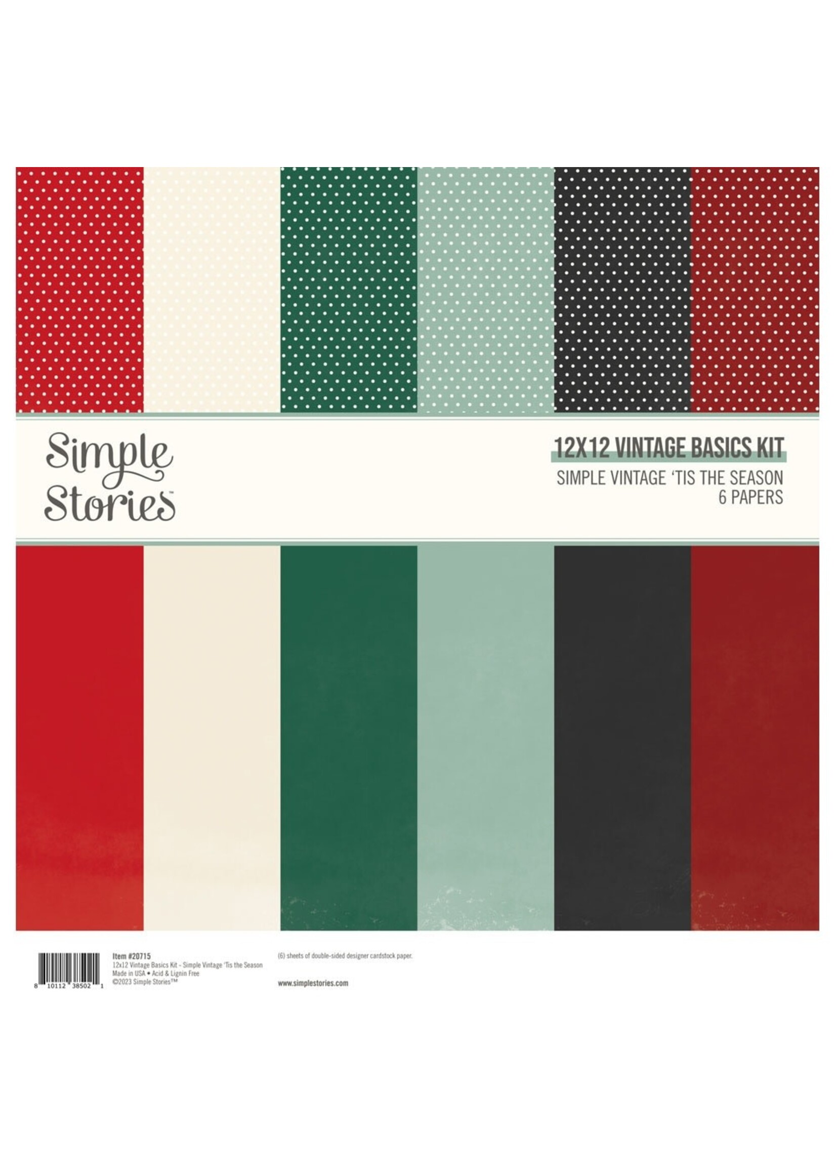 Simple Stories Simple Vintage 'Tis The Season Cardstock Pack 12"X12"
