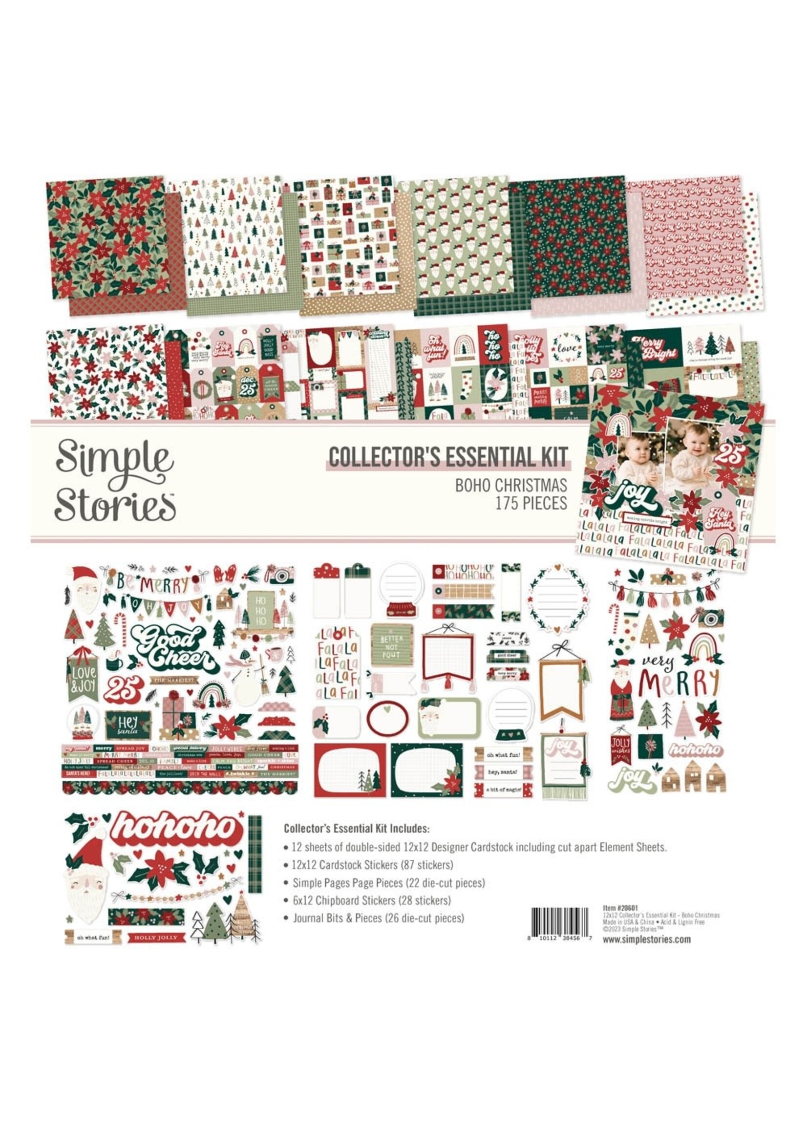 Simple Stories Boho ChristmasCollector's Essential Kit 12"X12"