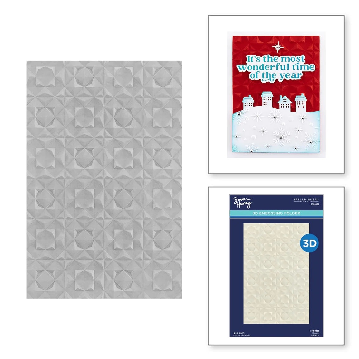 Geo Quilt 3D Embossing Folder from the Simon's Snow Globes Collection