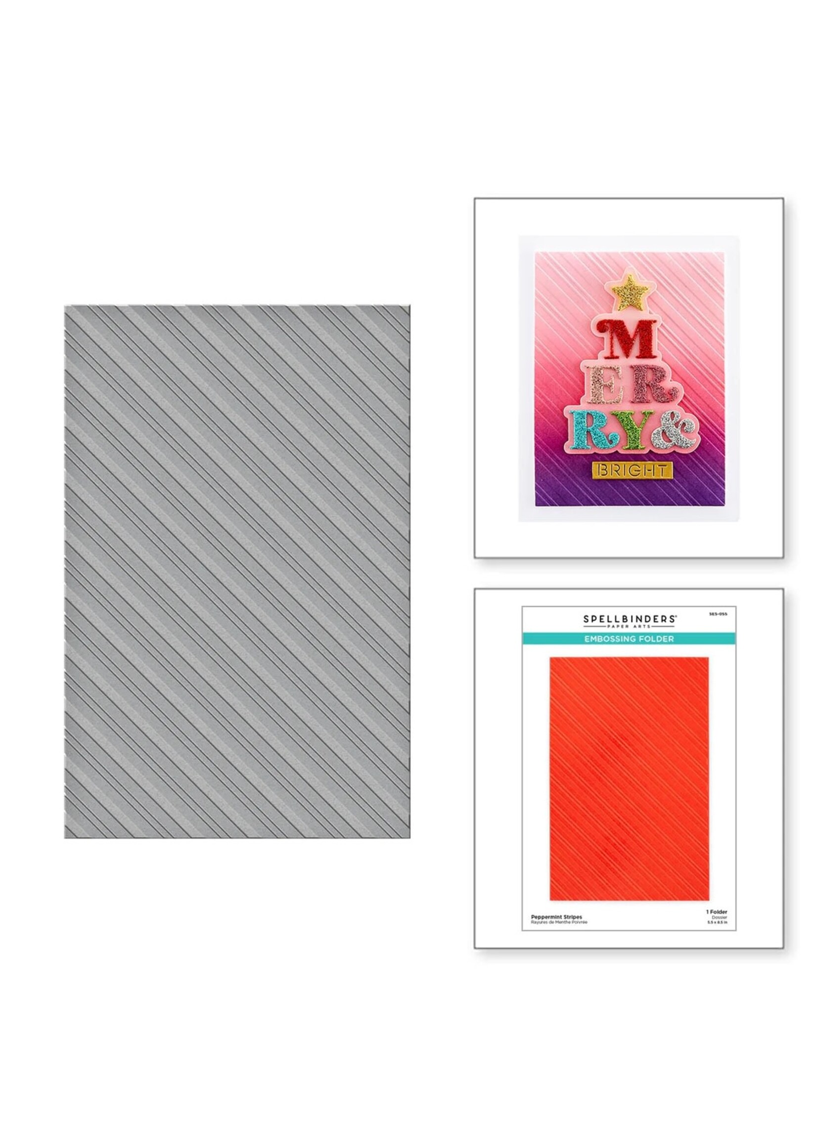 spellbinders Peppermint Stripes Embossing Folder from the Merry & Bright Collection