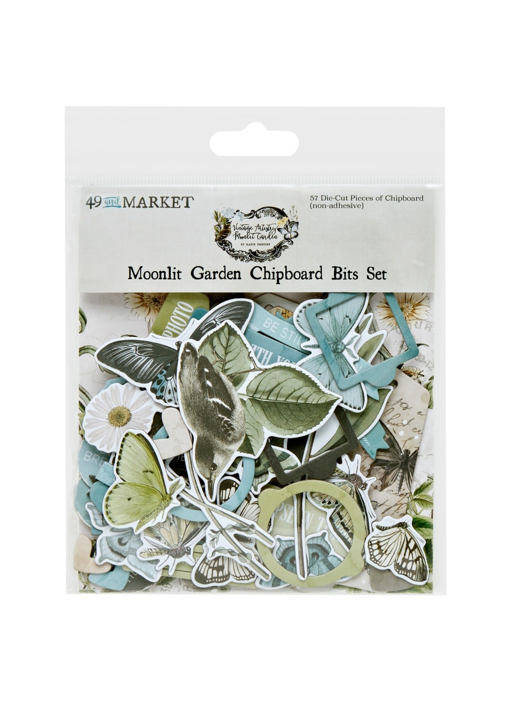 49 and Market 49 And Market Chipboard Set-Bits, Vintage Artistry Moonlit  Garden - Creative Escape