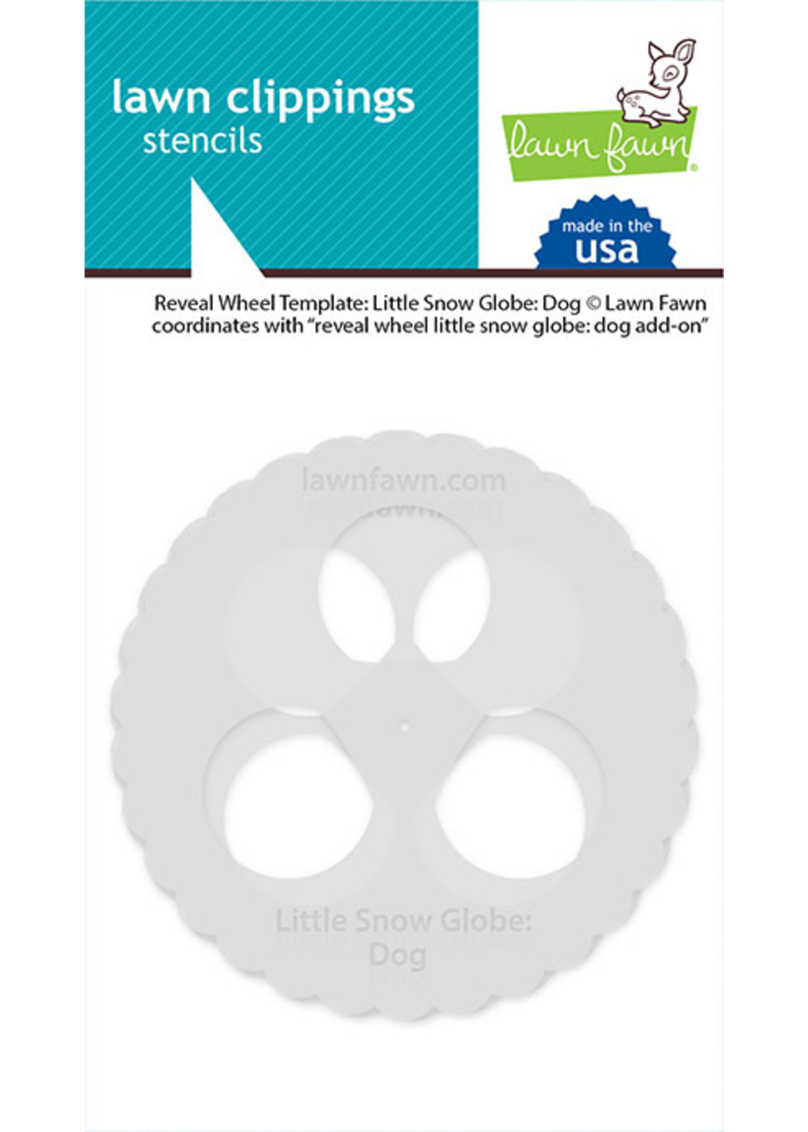 Lawn Fawn reveal wheel templates: little snow globe: dog