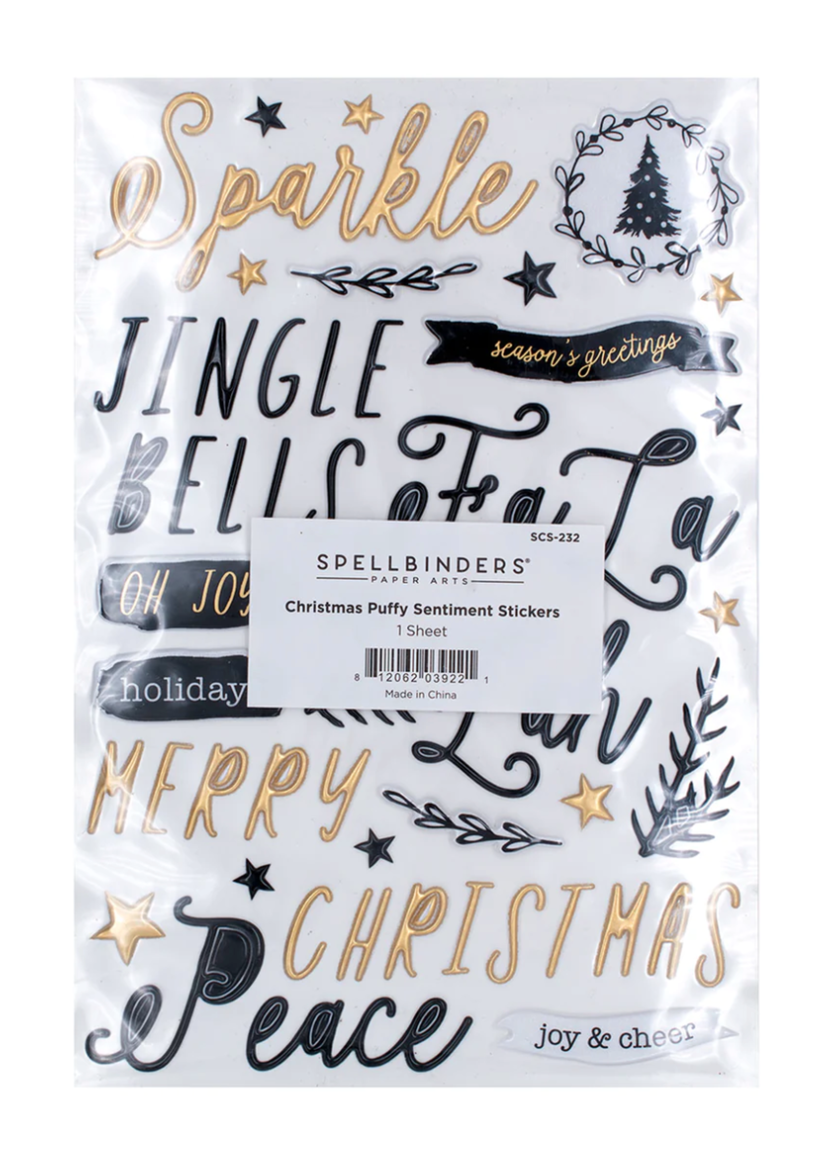 spellbinders Christmas Puffy Sentiment Stickers