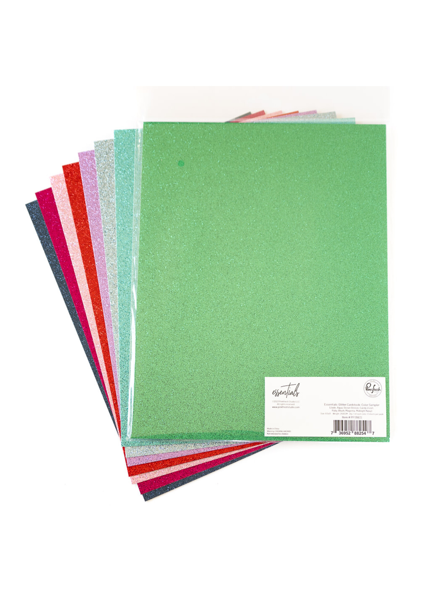 PinkFresh Studios Essentials Glitter Cardstock: Color Sampler