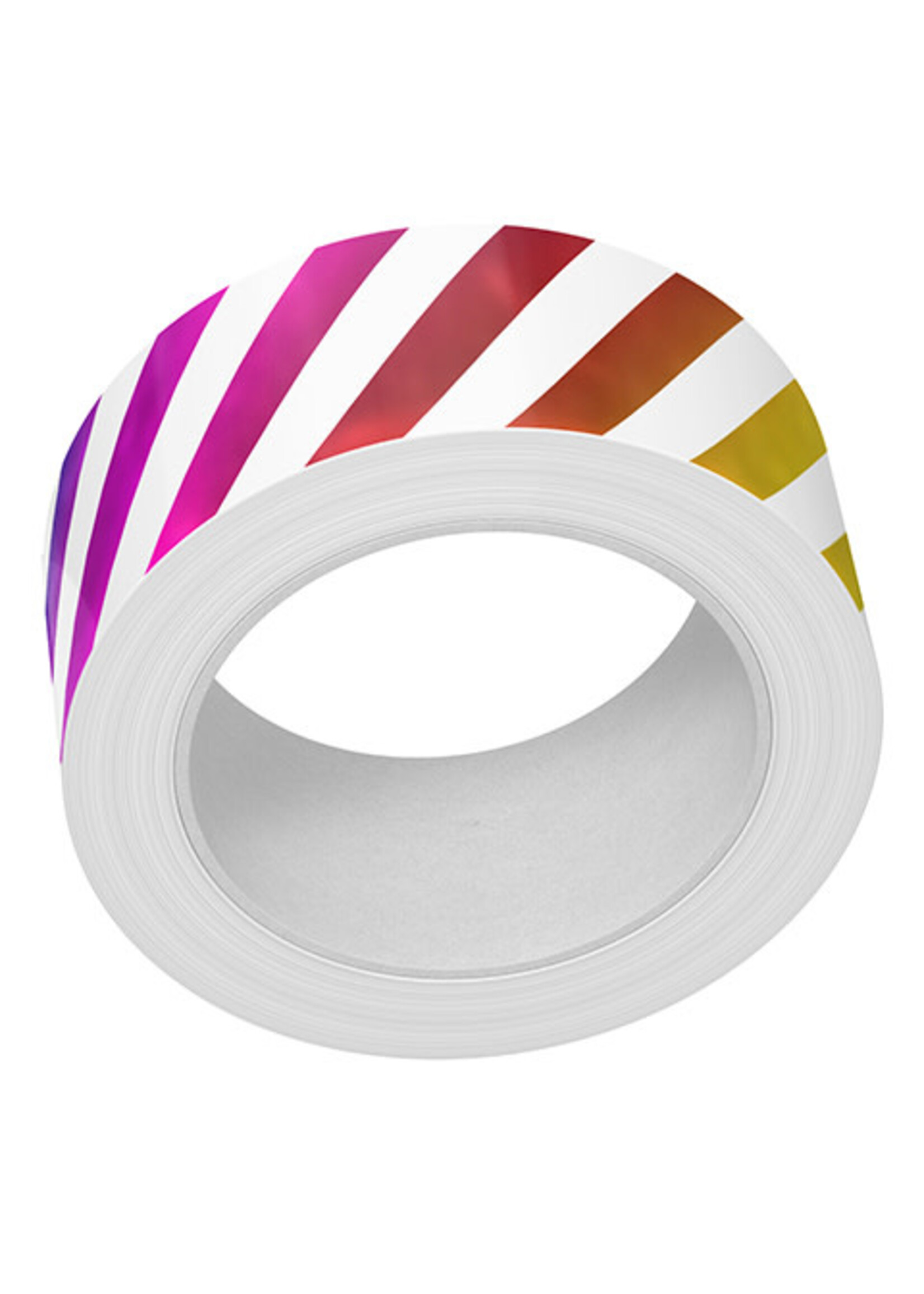 Lawn Fawn diagonal rainbow stripes folied washi tape