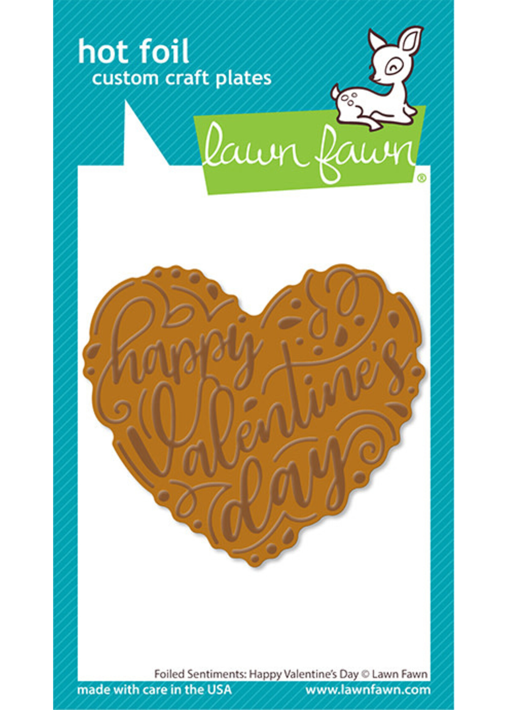 Lawn Fawn foiled sentiments: happy valentine's day hot foil plate