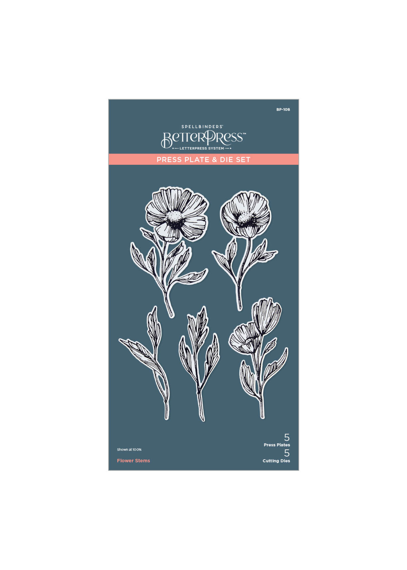 spellbinders Flower Stems PressPlate & Die set from the Pressed Posies Collection