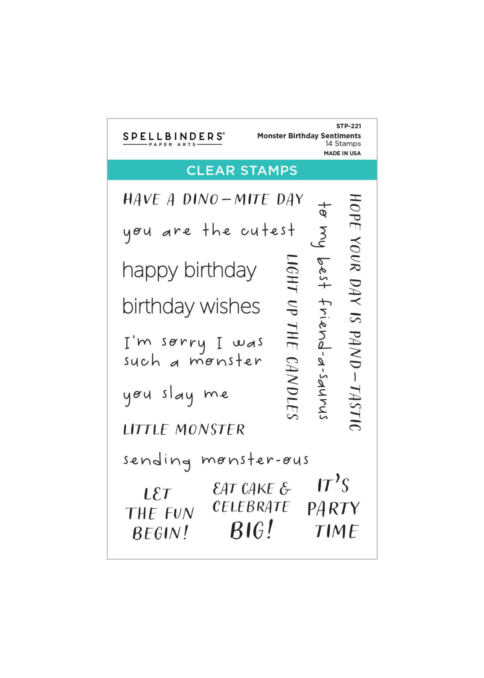 spellbinders Monster Birthday Sentiments Stamp