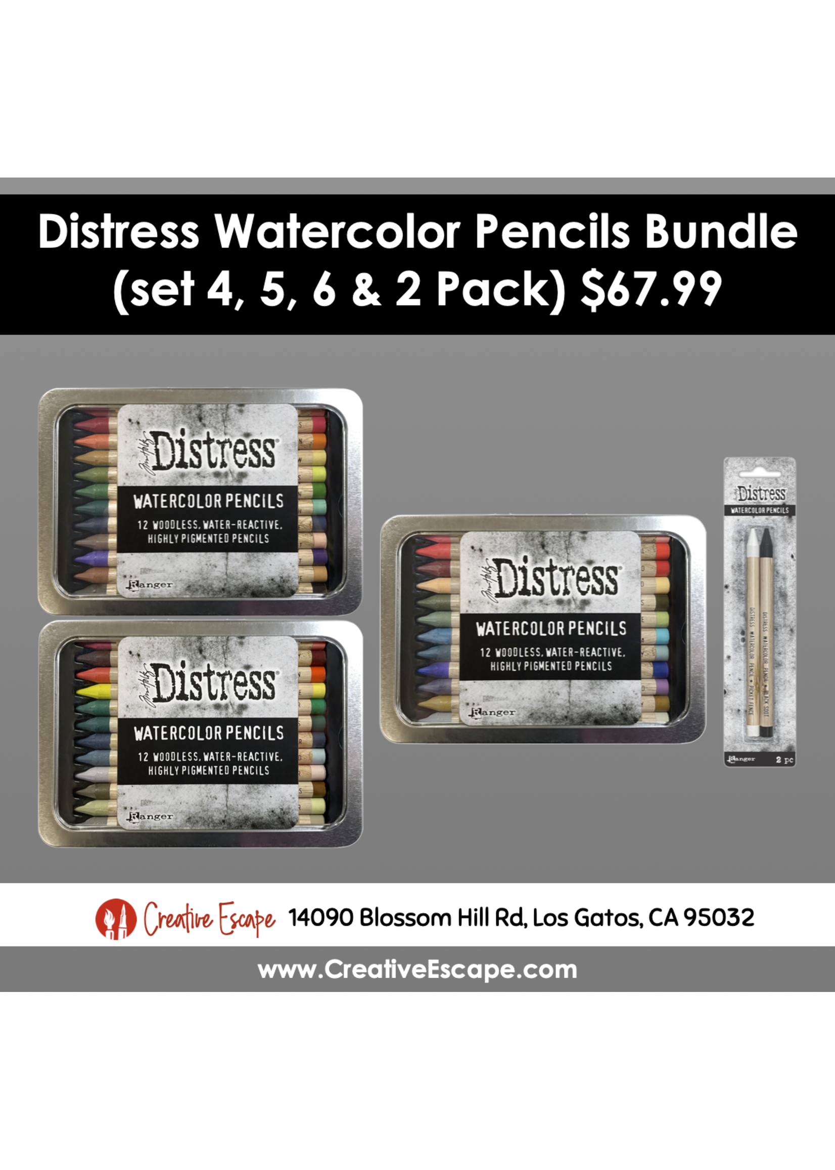Tim Holtz Distress Watercolor Bundle (Set 4,5,6 & Picket Fence/Black Soot)