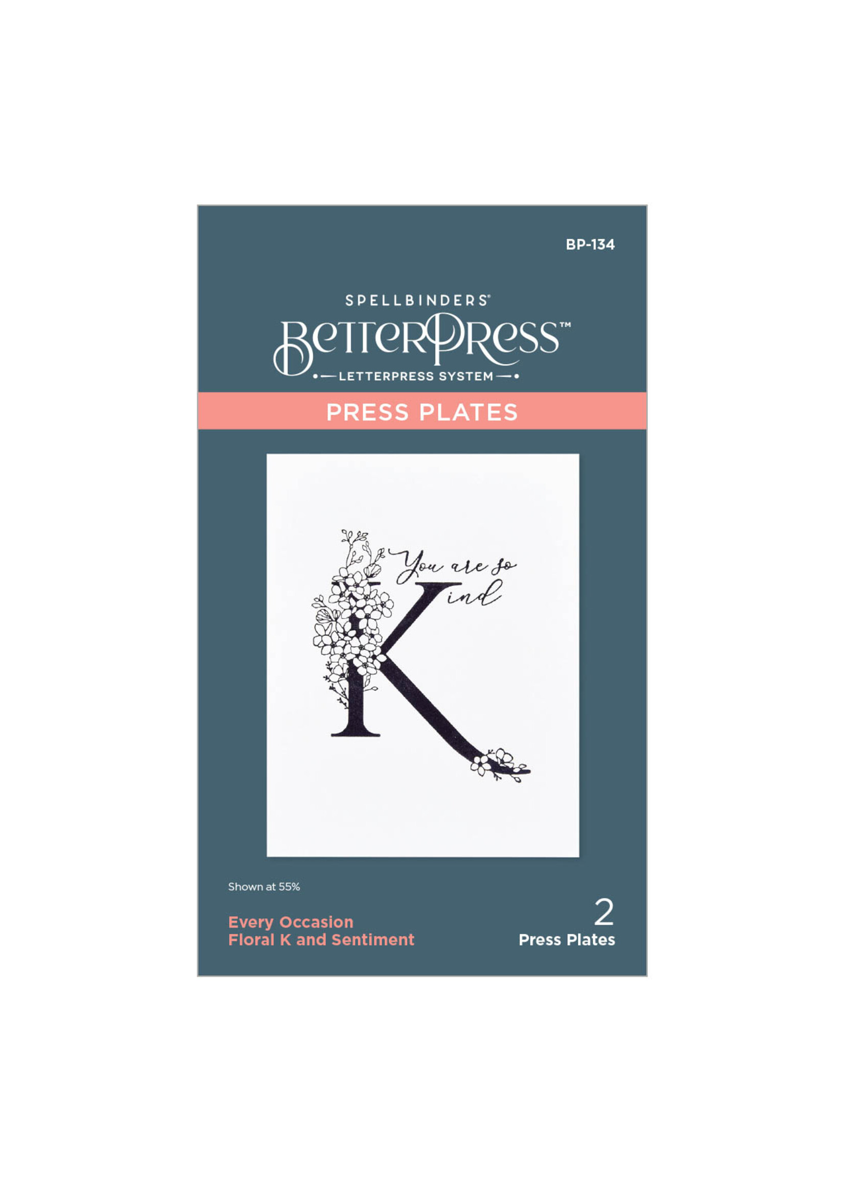 spellbinders Every Occasion Floral K and Sentiment BetterPress Plates