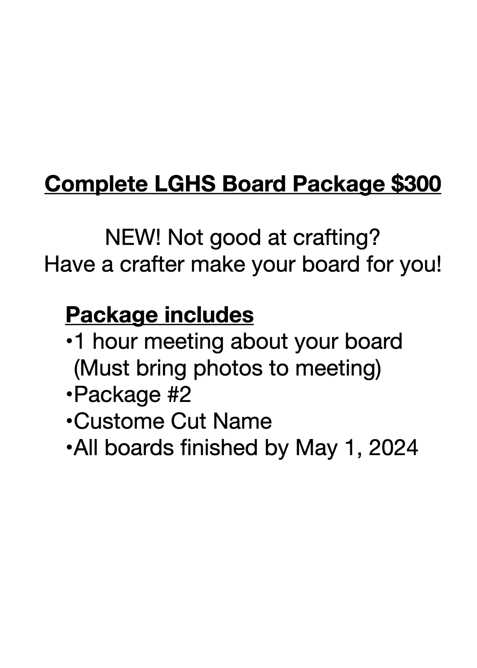 Creative Escape PRE-ORDER 2025 LGHS Complete Board Program