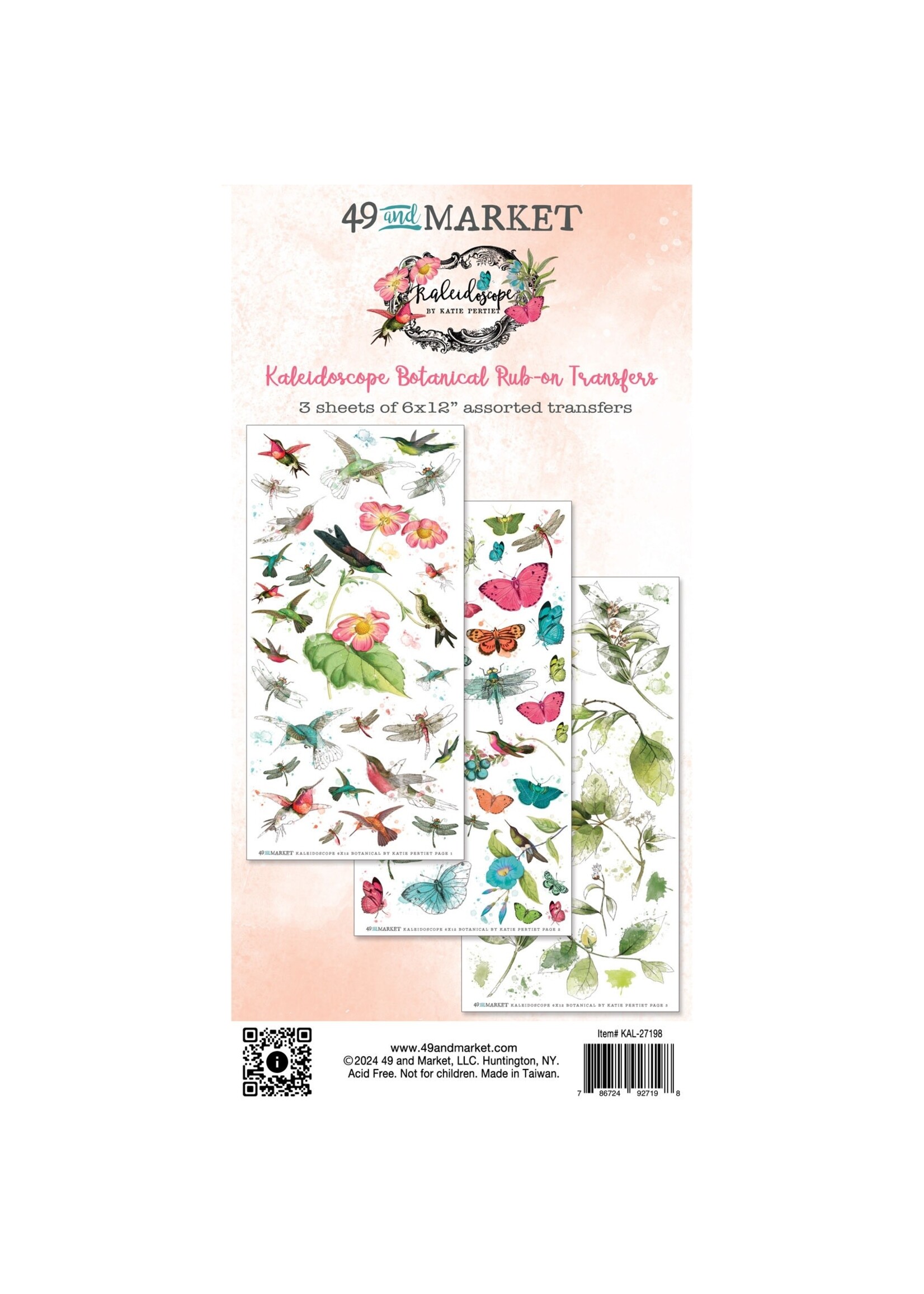 49 and Market 49 And Market Rub-On Transfer Set: Botanical, Kaleidoscope