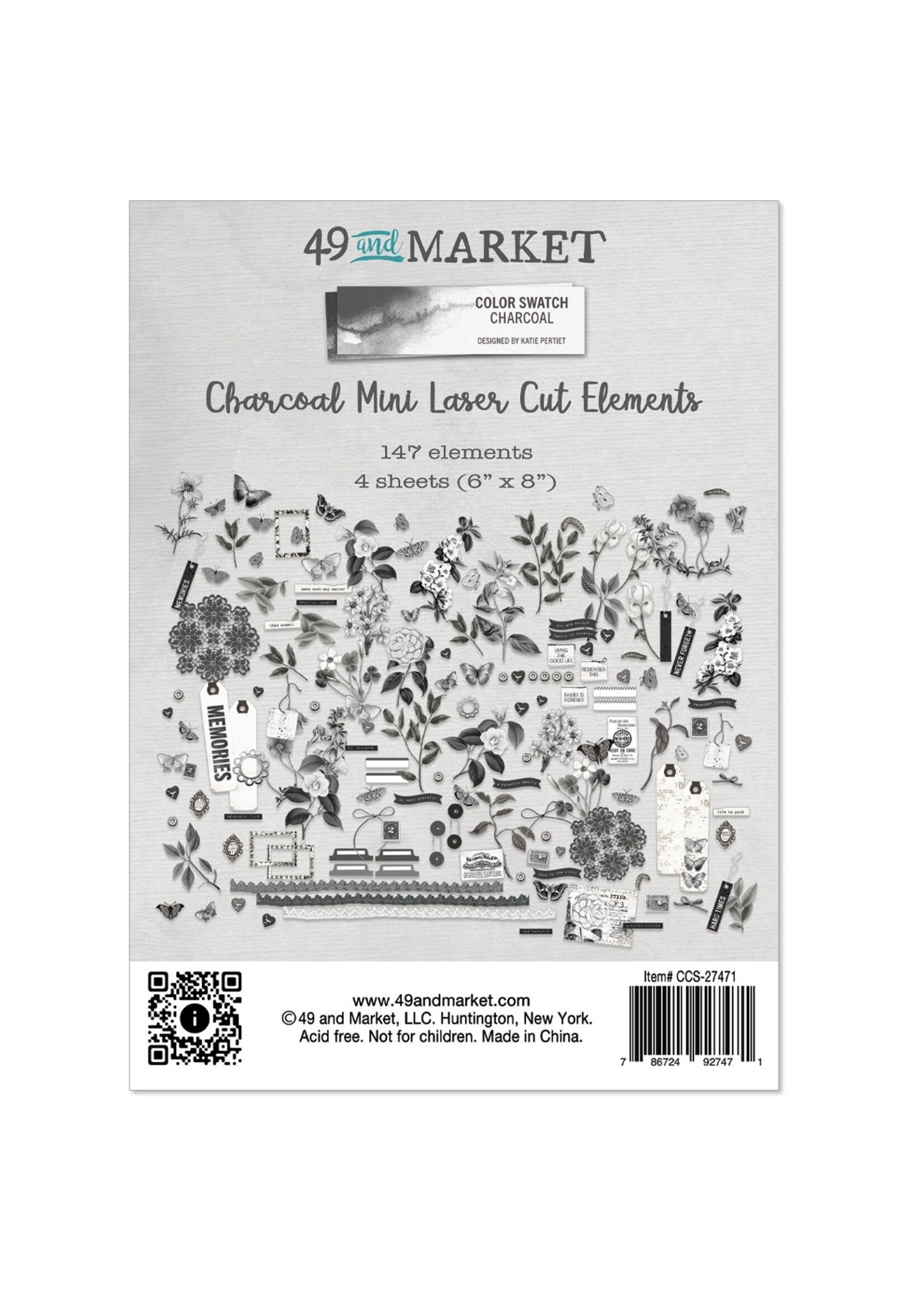 49 and Market Color Swatch: Charcoal mini Laser Cut OutsElements