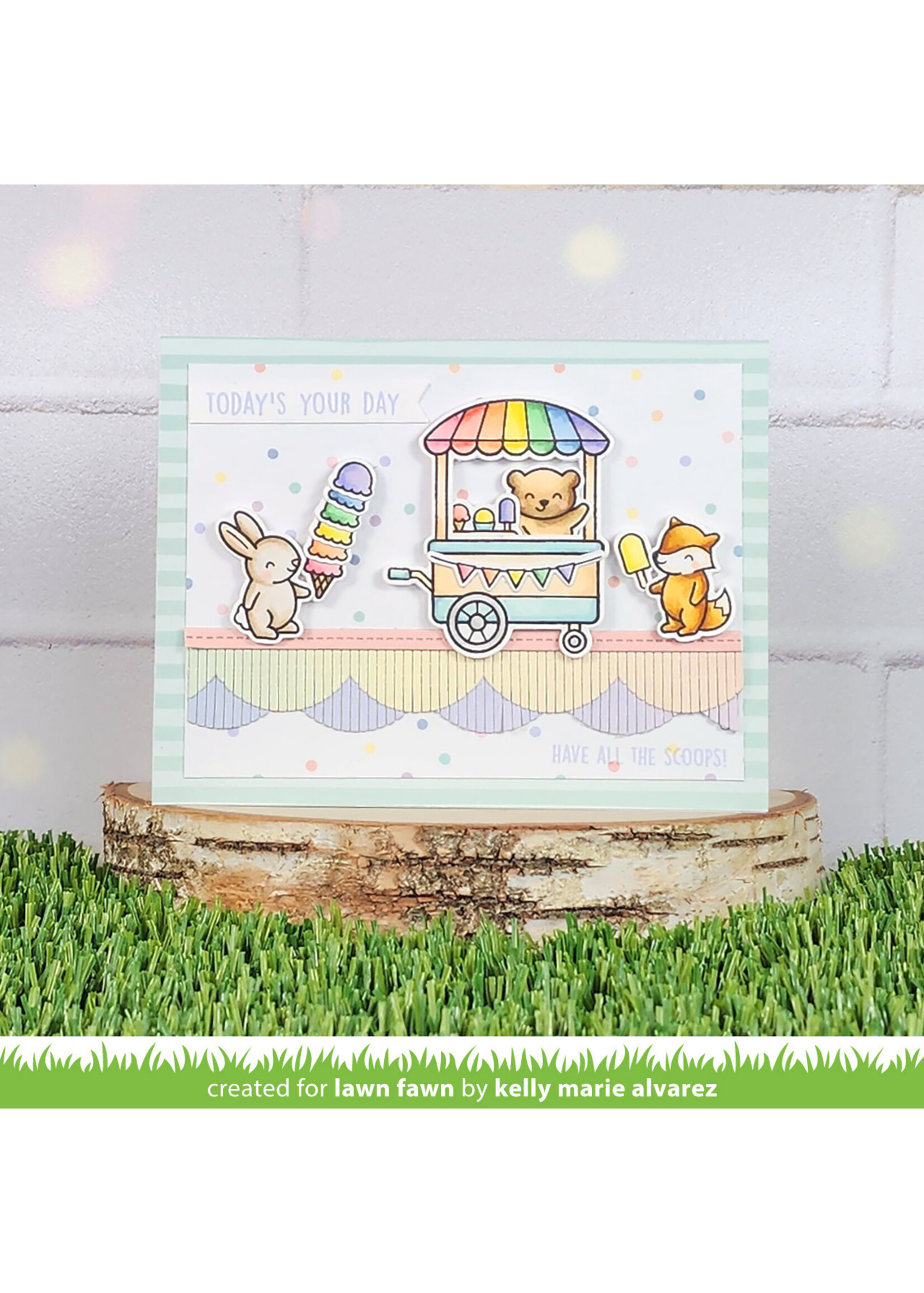 Lawn Fawn treat cart sentiment add-on stamp