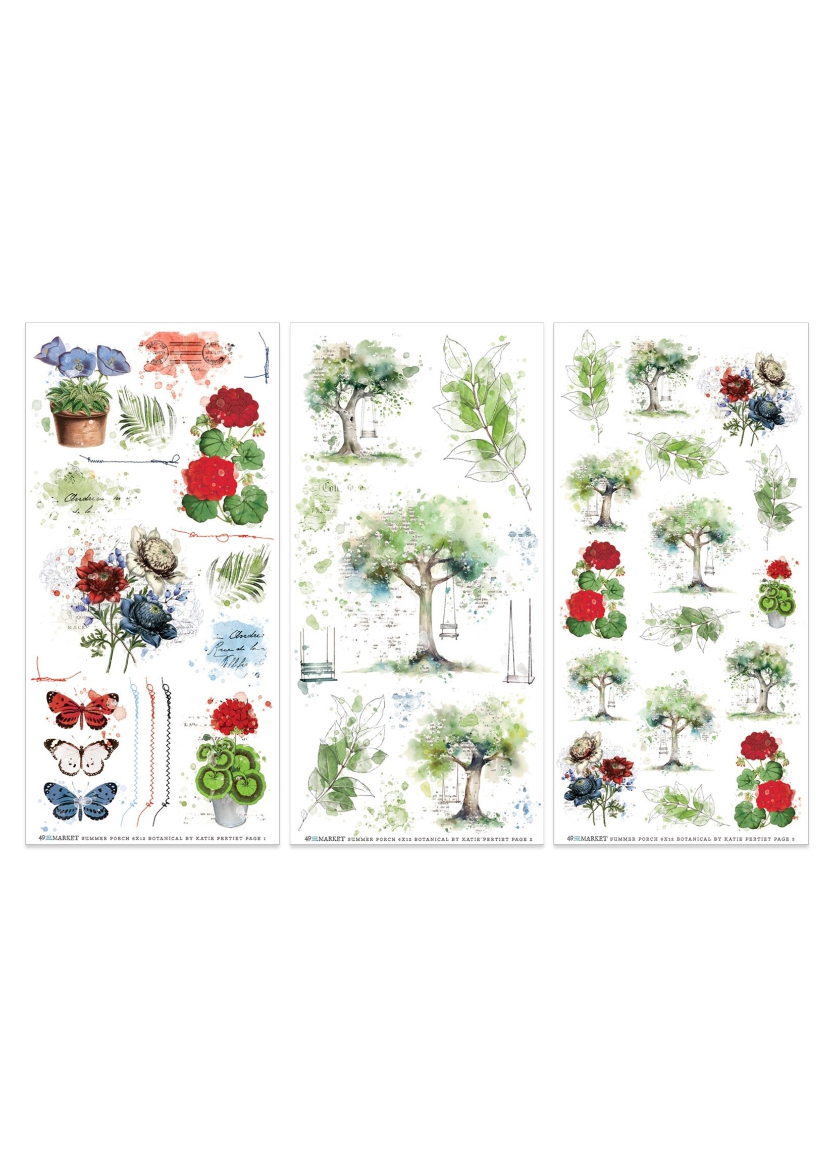 49 and Market Summer Porch Rub-on Transfer Set-Botanical