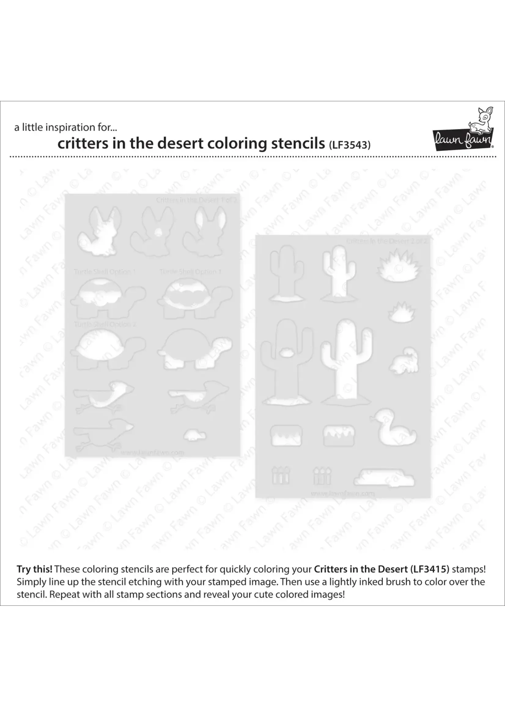 Lawn Fawn Critters in the Desert Coloring Stencil