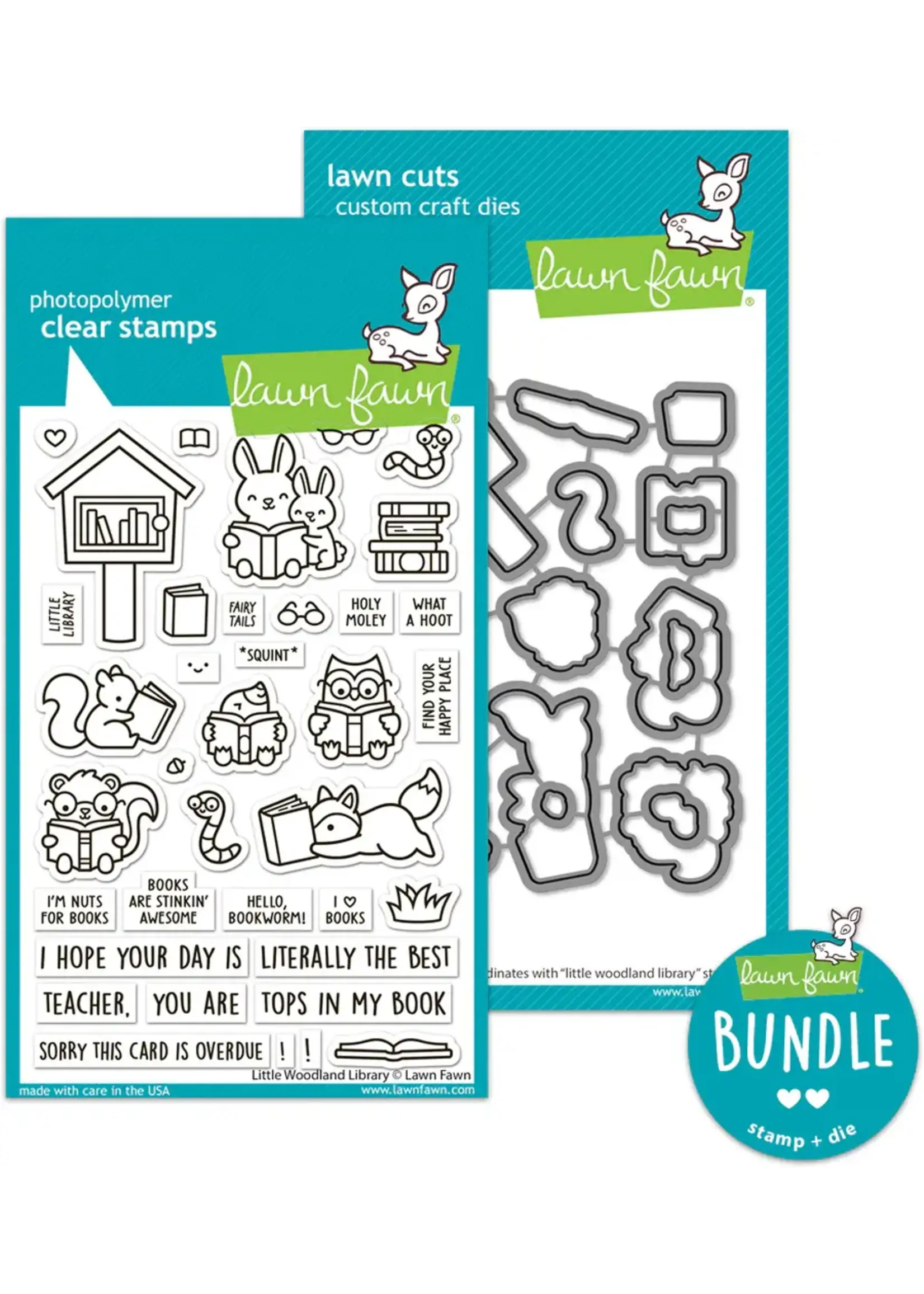 Lawn Fawn Little Woodland Library Stamp/Die/Stencil Bundle