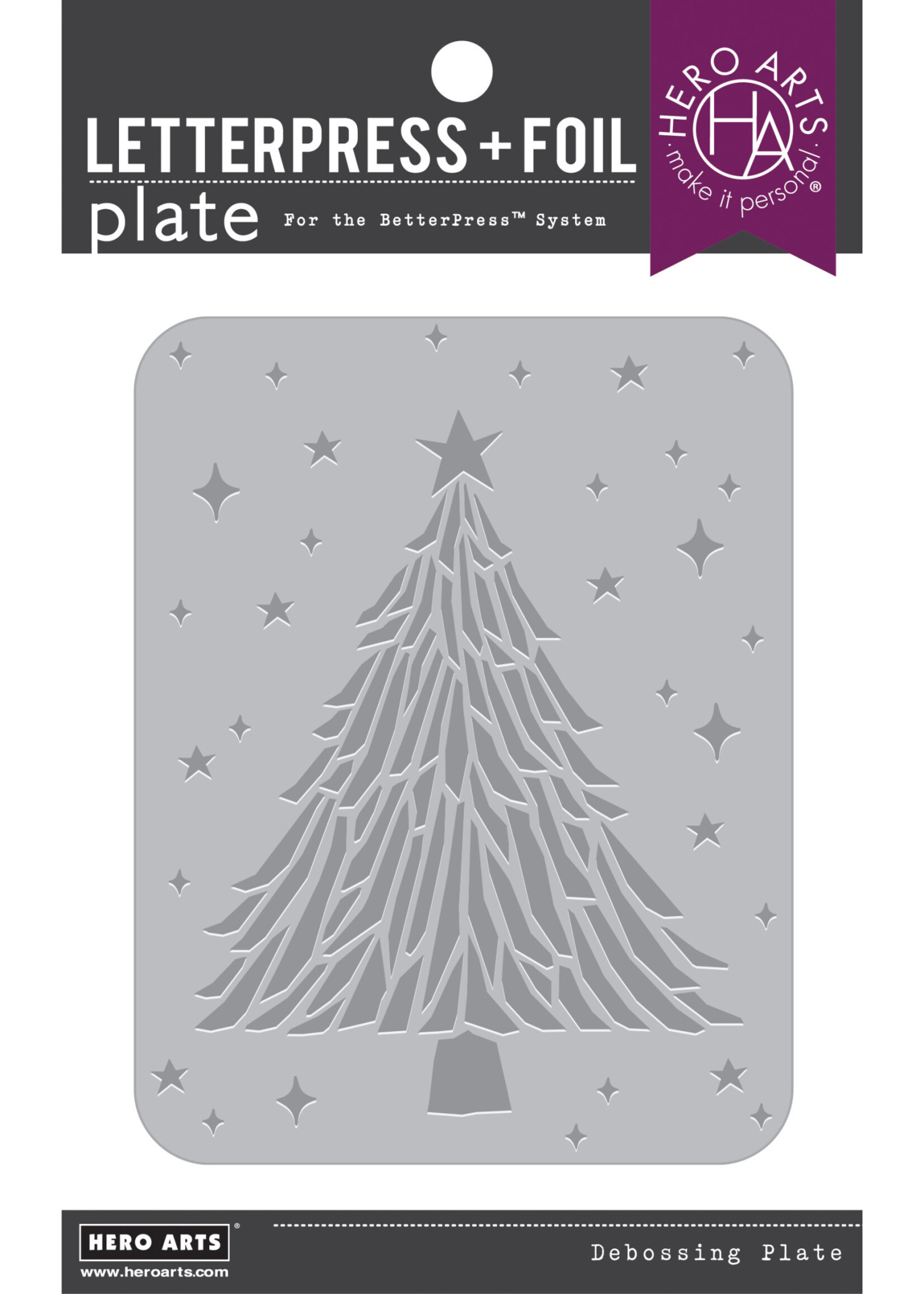 HERO ARTS Sparkling Tree Letterpress + Foil Plate Plate (E)