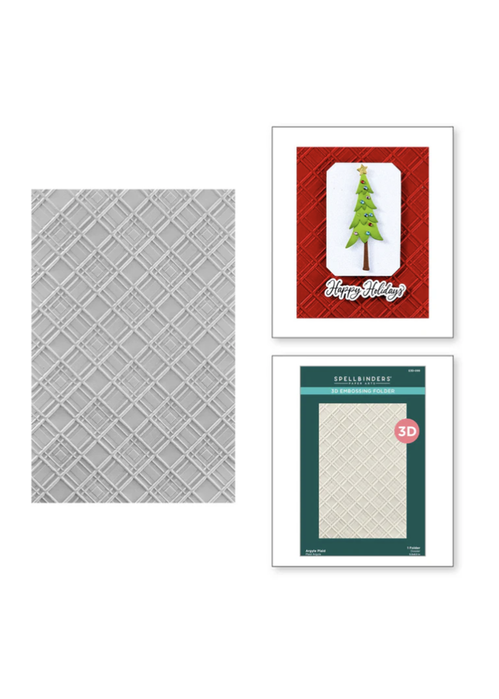 spellbinders Argyle Plaid 3D Embossing Folder