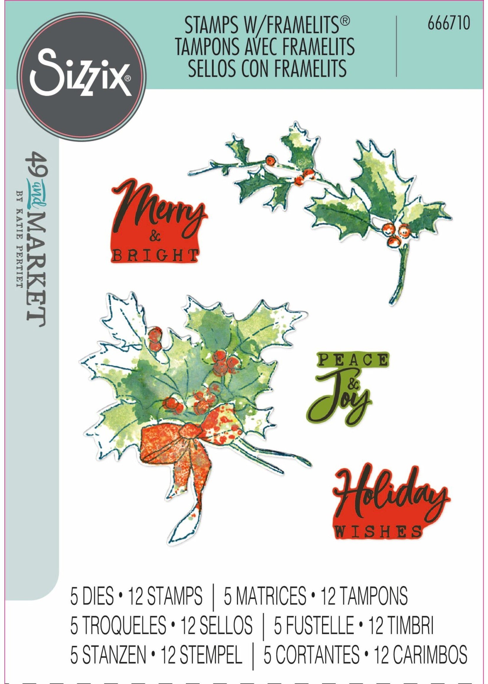 49 and Market 49 And Market Pencil Line Holly Stamp & Die Set