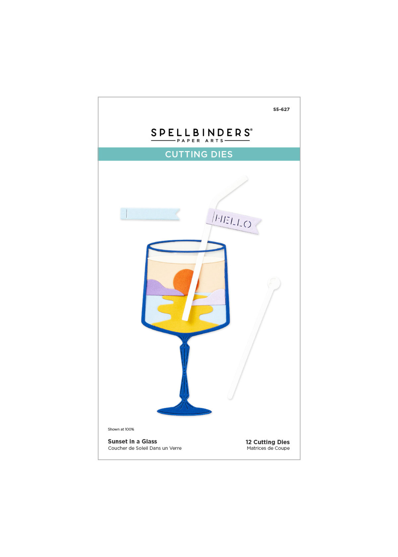 spellbinders Sunset in a Glass Etched Dies from Happy Hour Collection